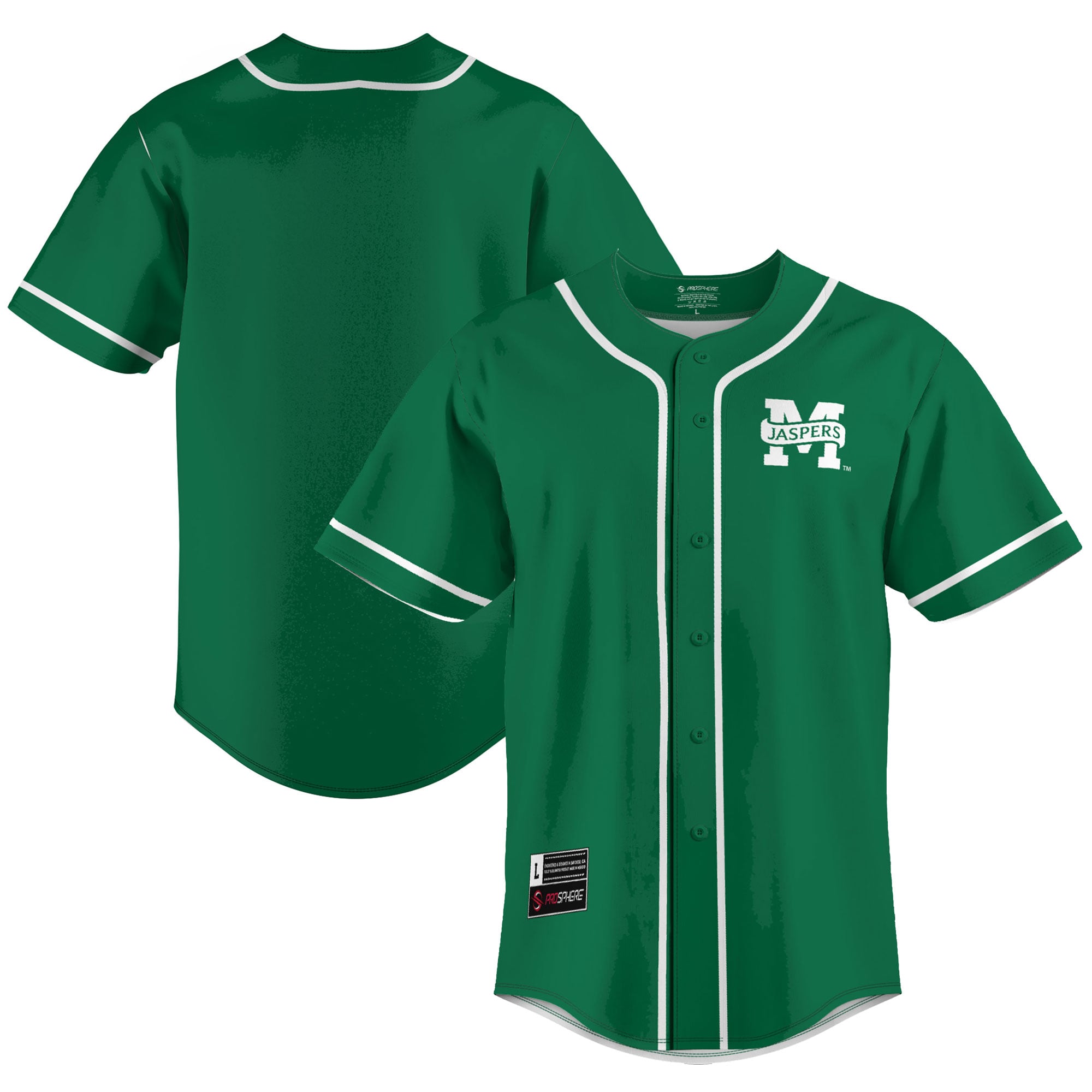 Manhattan Jaspers Lightweight Baseball Jersey Kelly Green - front and back view