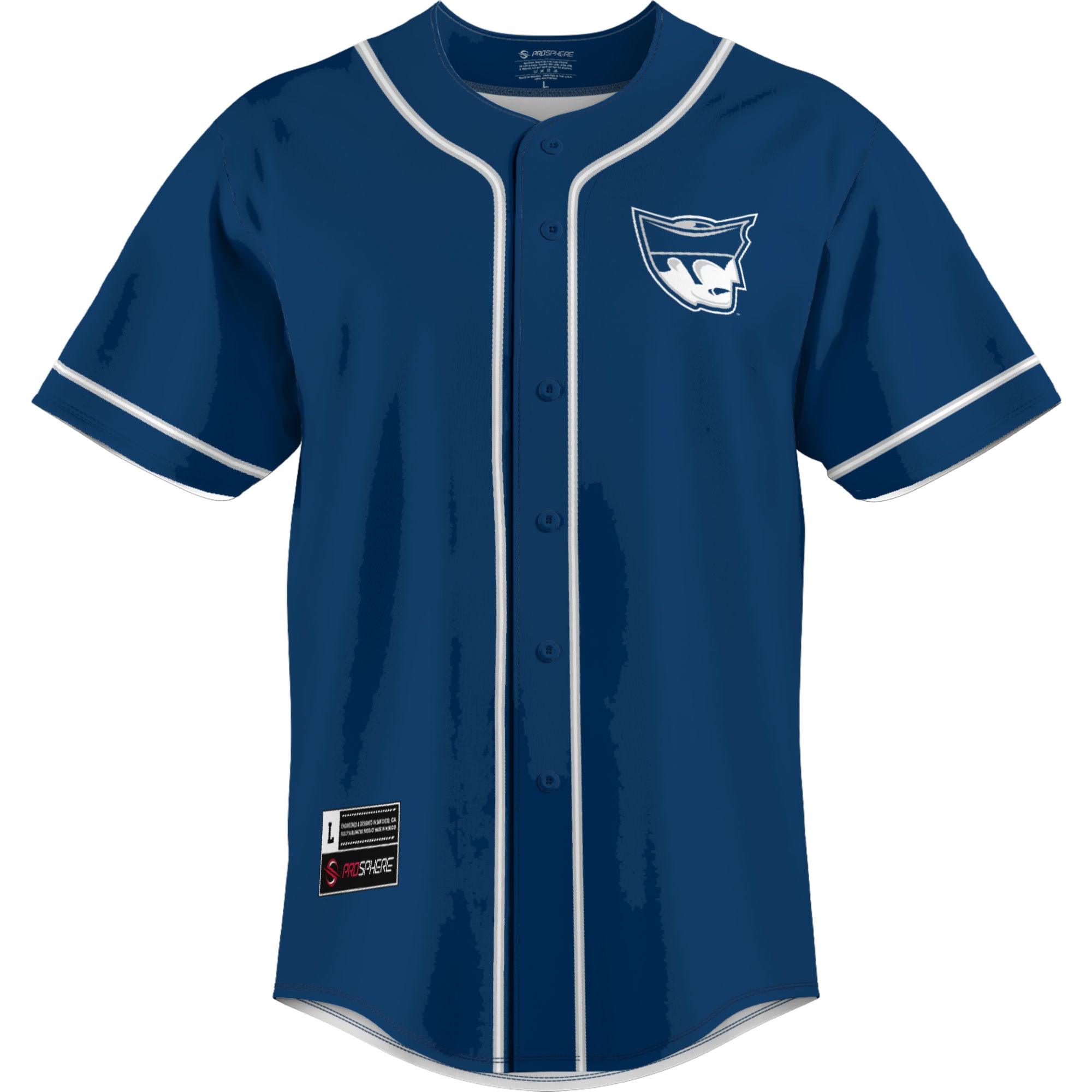 Marietta College Pioneers Lightweight Baseball Jersey Navy - front view
