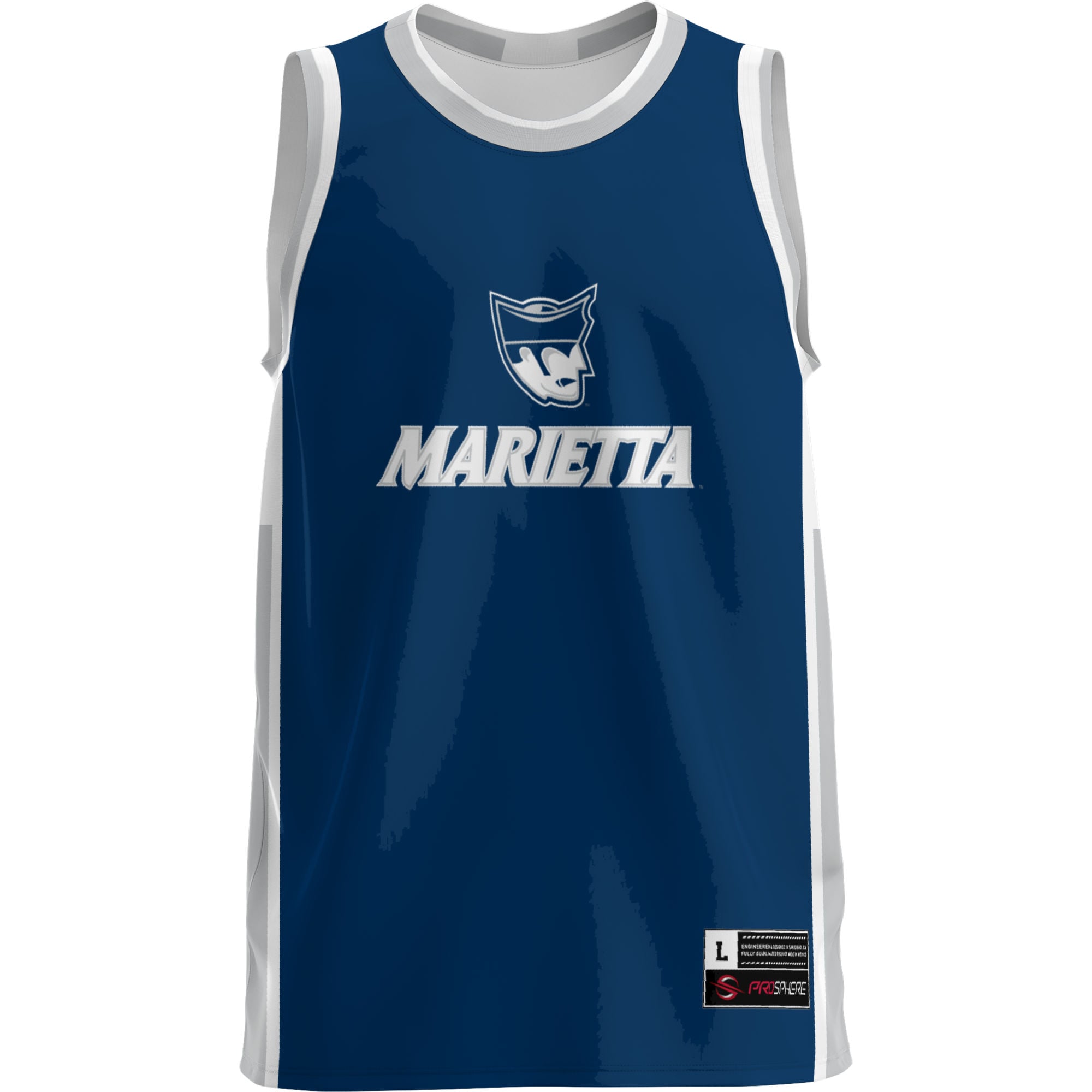 Marietta College Pioneers Lightweight Basketball Jersey Navy - front view