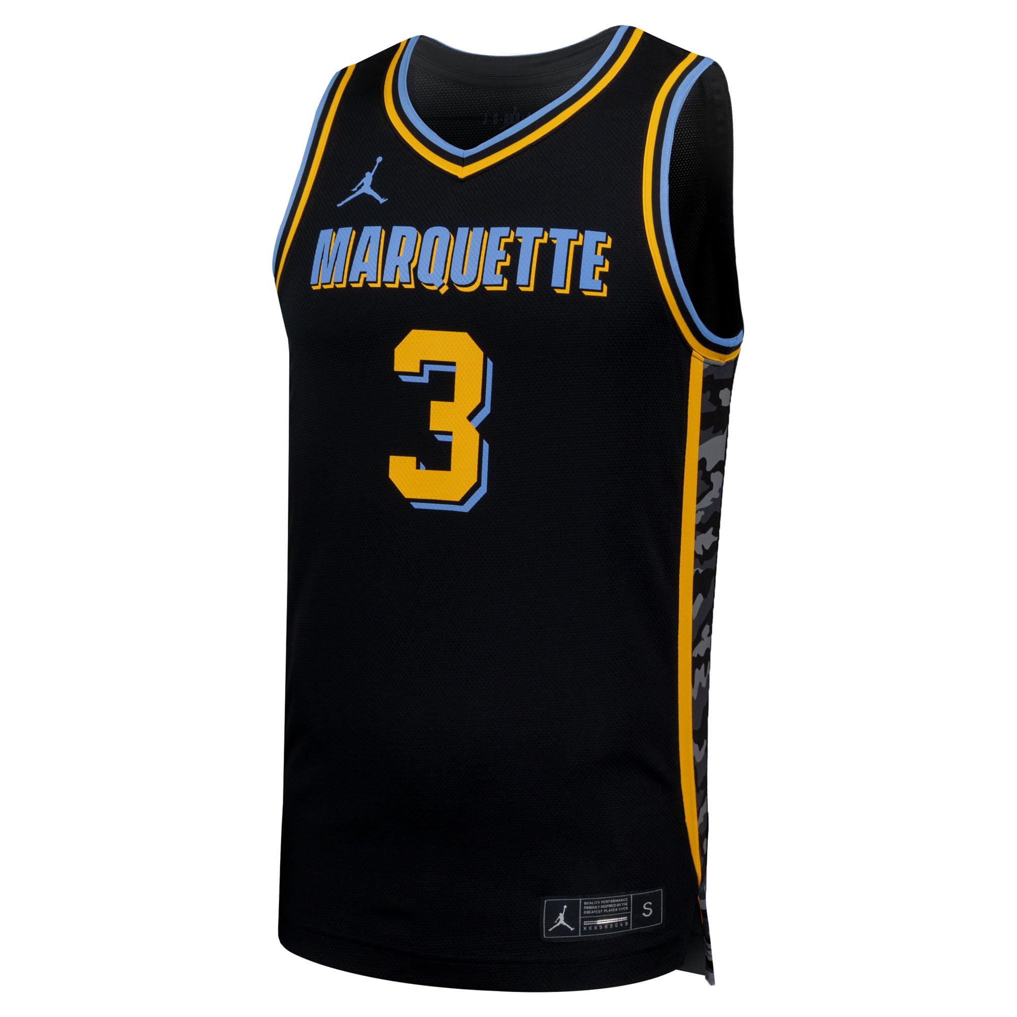 #3 Marquette Golden Eagles Basketball Jersey Black - front view