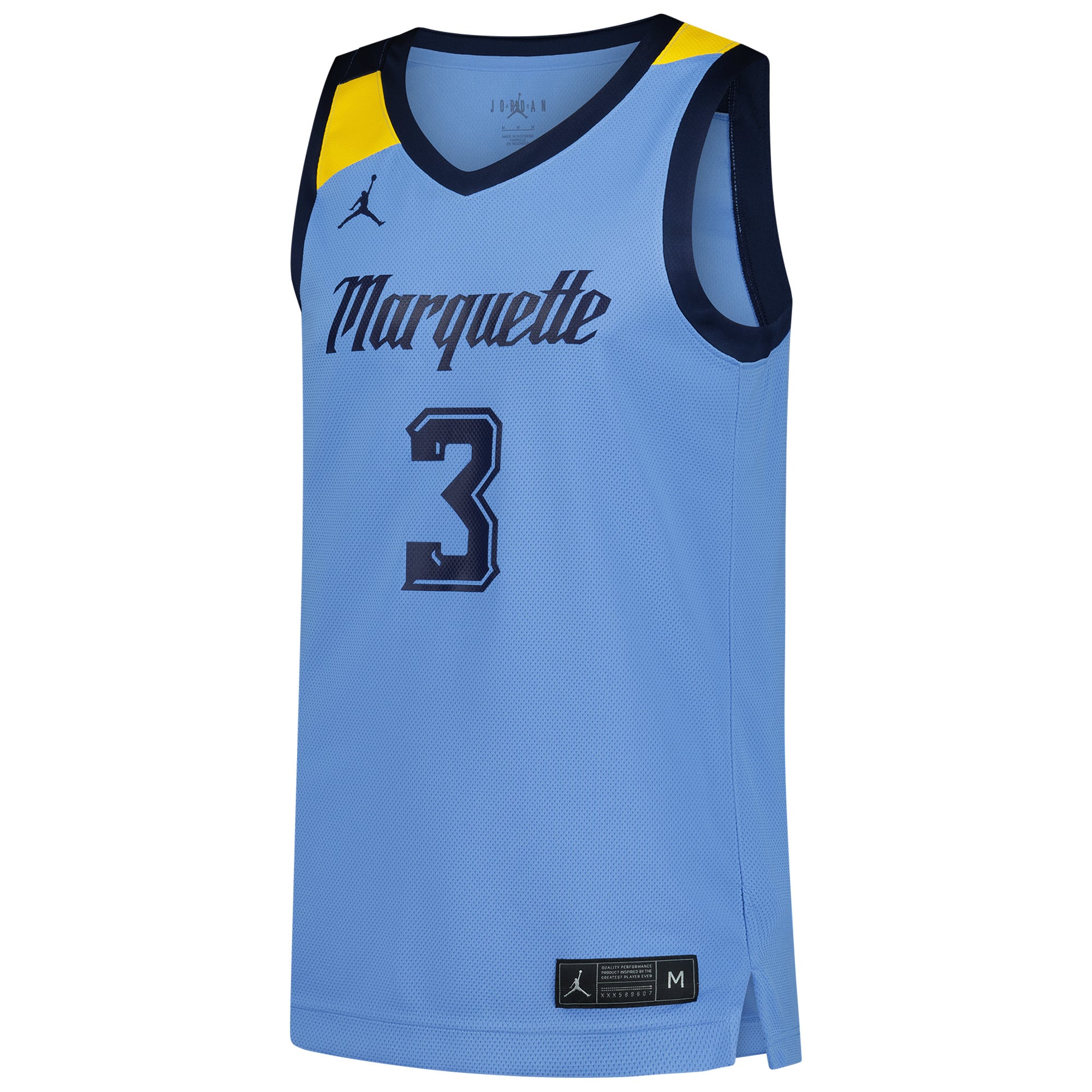 #3 Marquette Golden Eagles Basketball Jersey Blue - front view