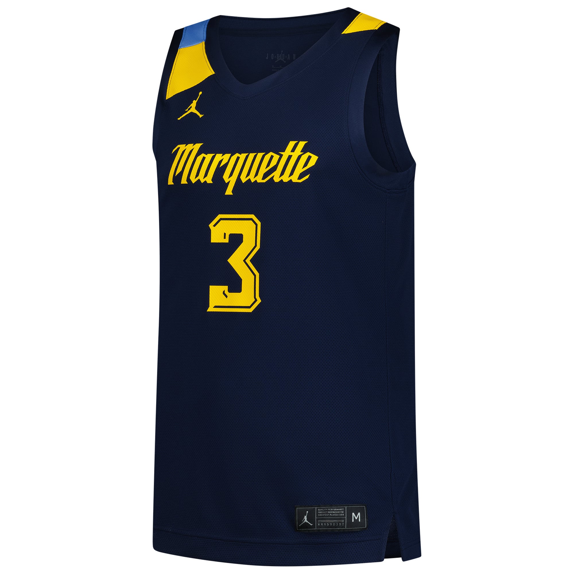 #3 Marquette Golden Eagles Basketball Jersey Navy - front view