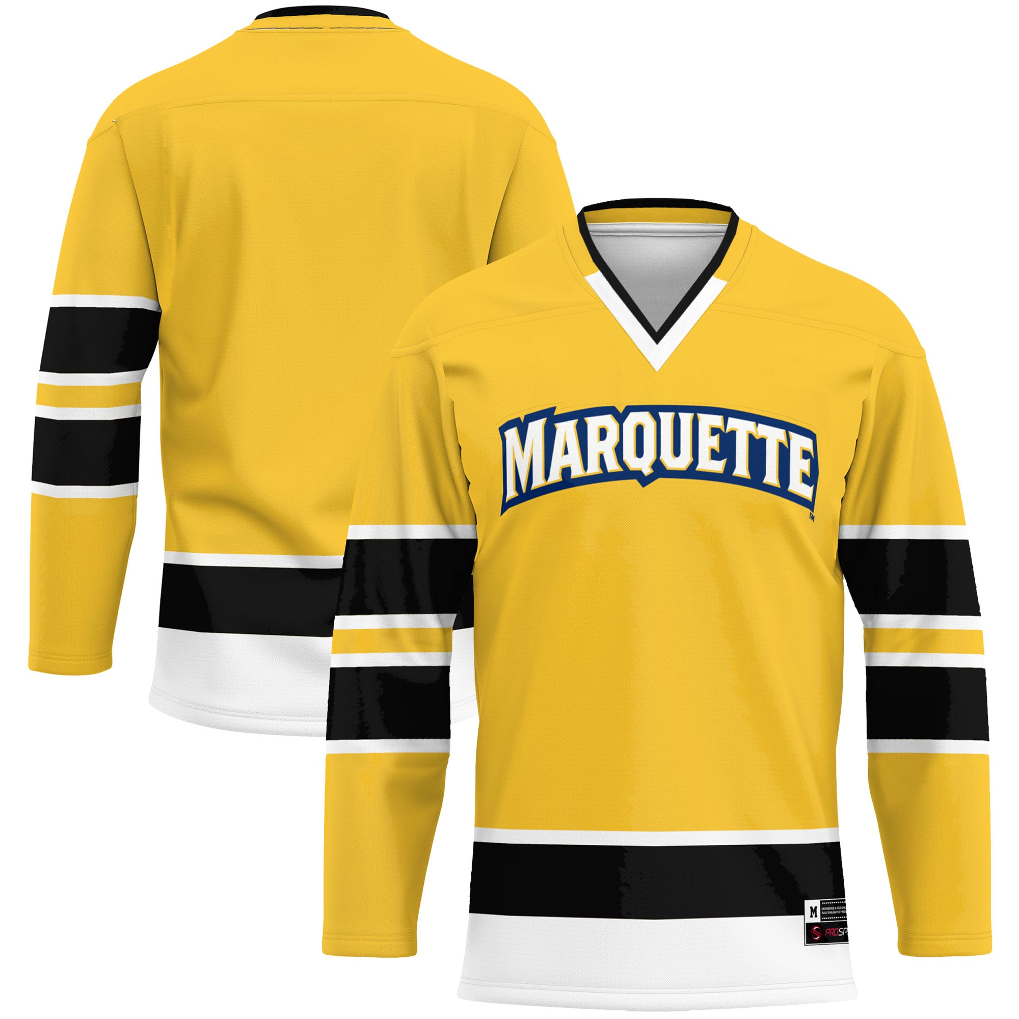 Marquette Golden Eagles Hockey Jersey Blue - front and back view