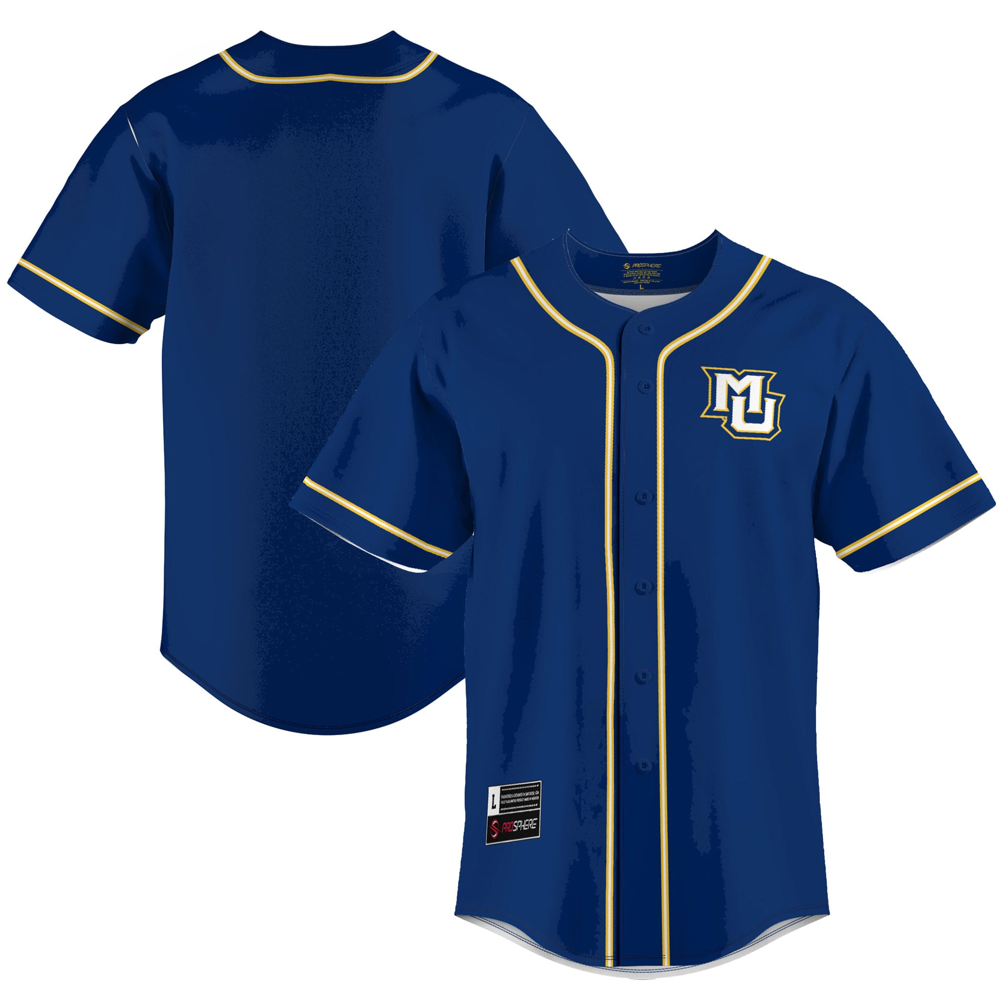 Marquette Golden Eagles Lightweight Baseball Jersey Blue - front and back view