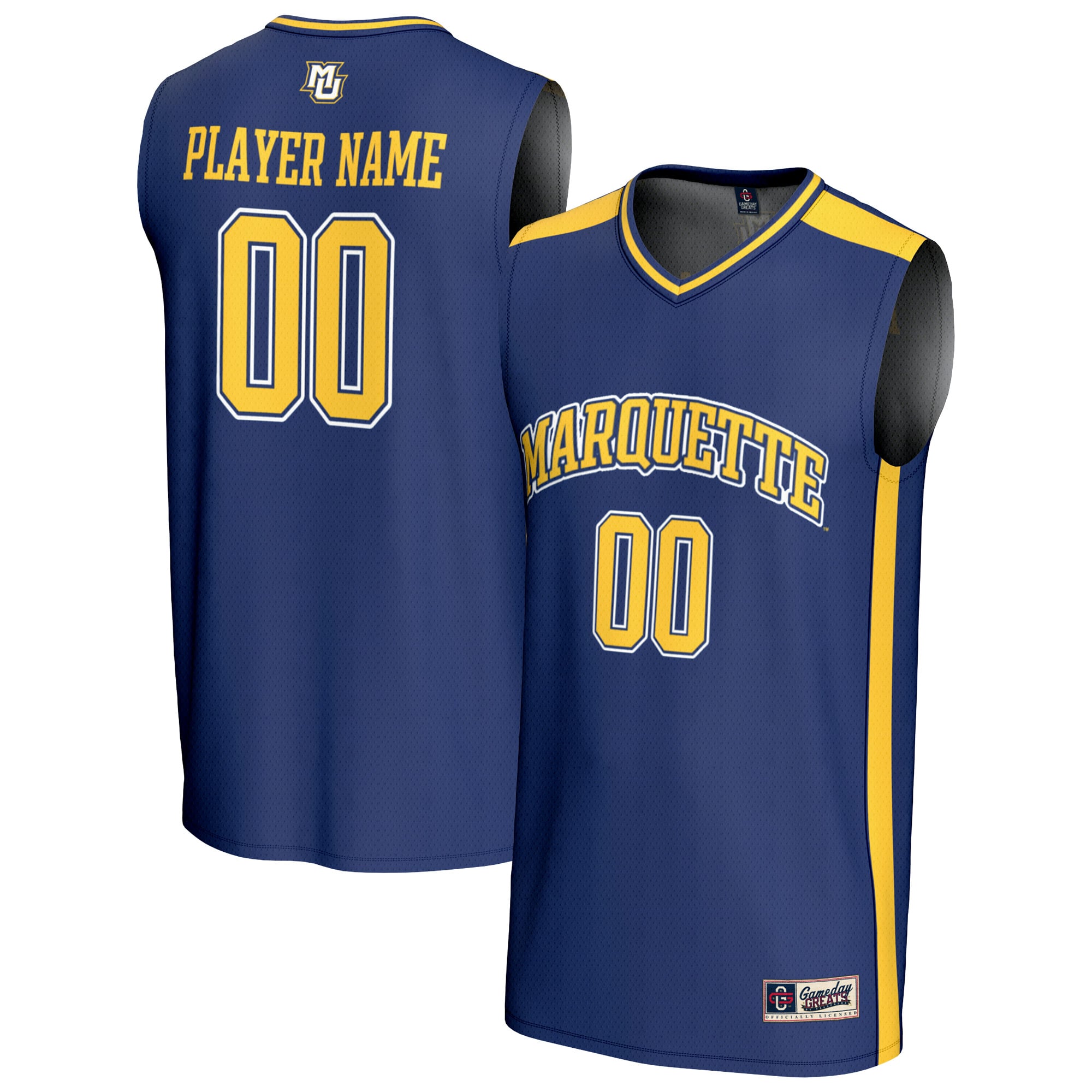 Marquette Golden Eagles Lightweight Basketball Fashion Jersey Blue - front and back view