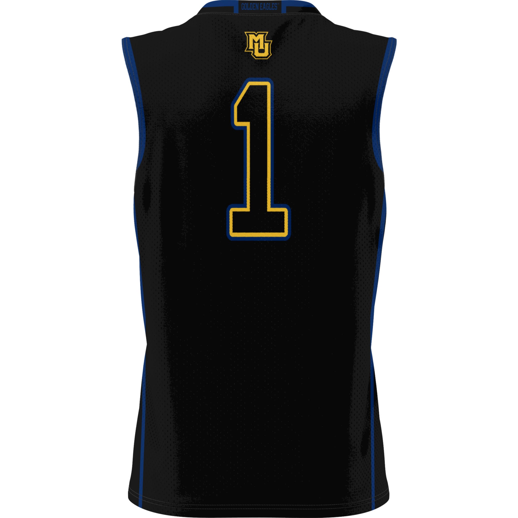 #1 Marquette Golden Eagles Lightweight Basketball Jersey Black - back view