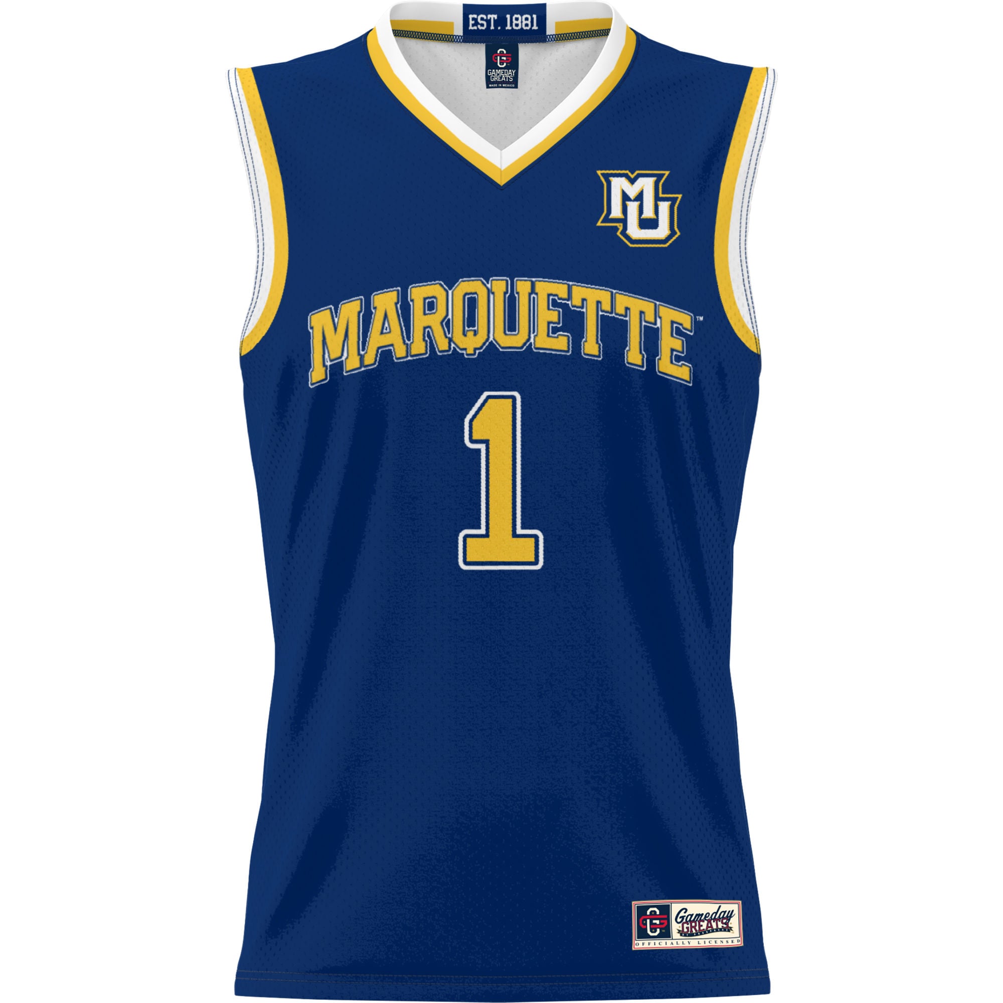 #1 Marquette Golden Eagles Lightweight Basketball Jersey Navy - front view
