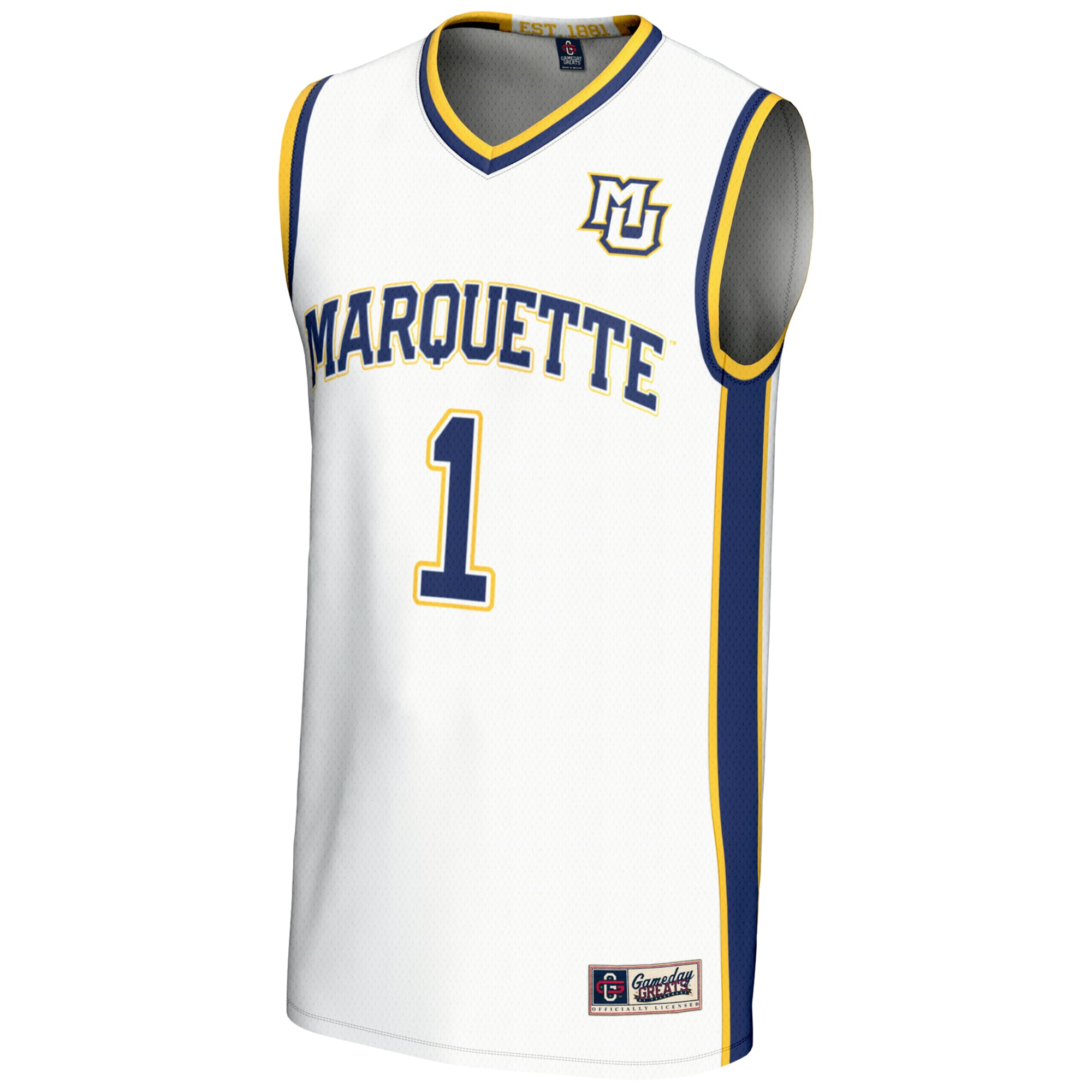 #1 Marquette Golden Eagles Lightweight Basketball Jersey White - front view