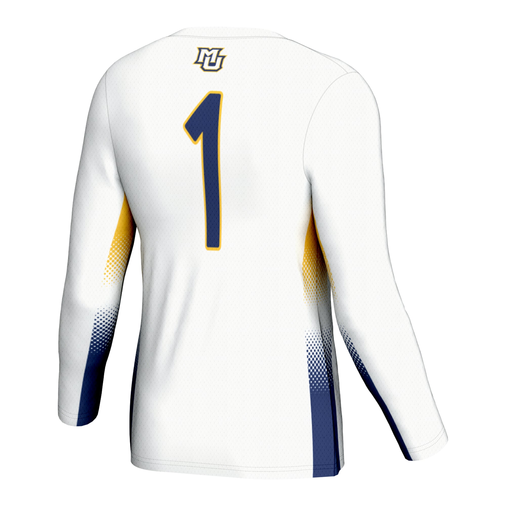 #1 Marquette Golden Eagles Unisex Lightweight Volleyball Jersey White - back view