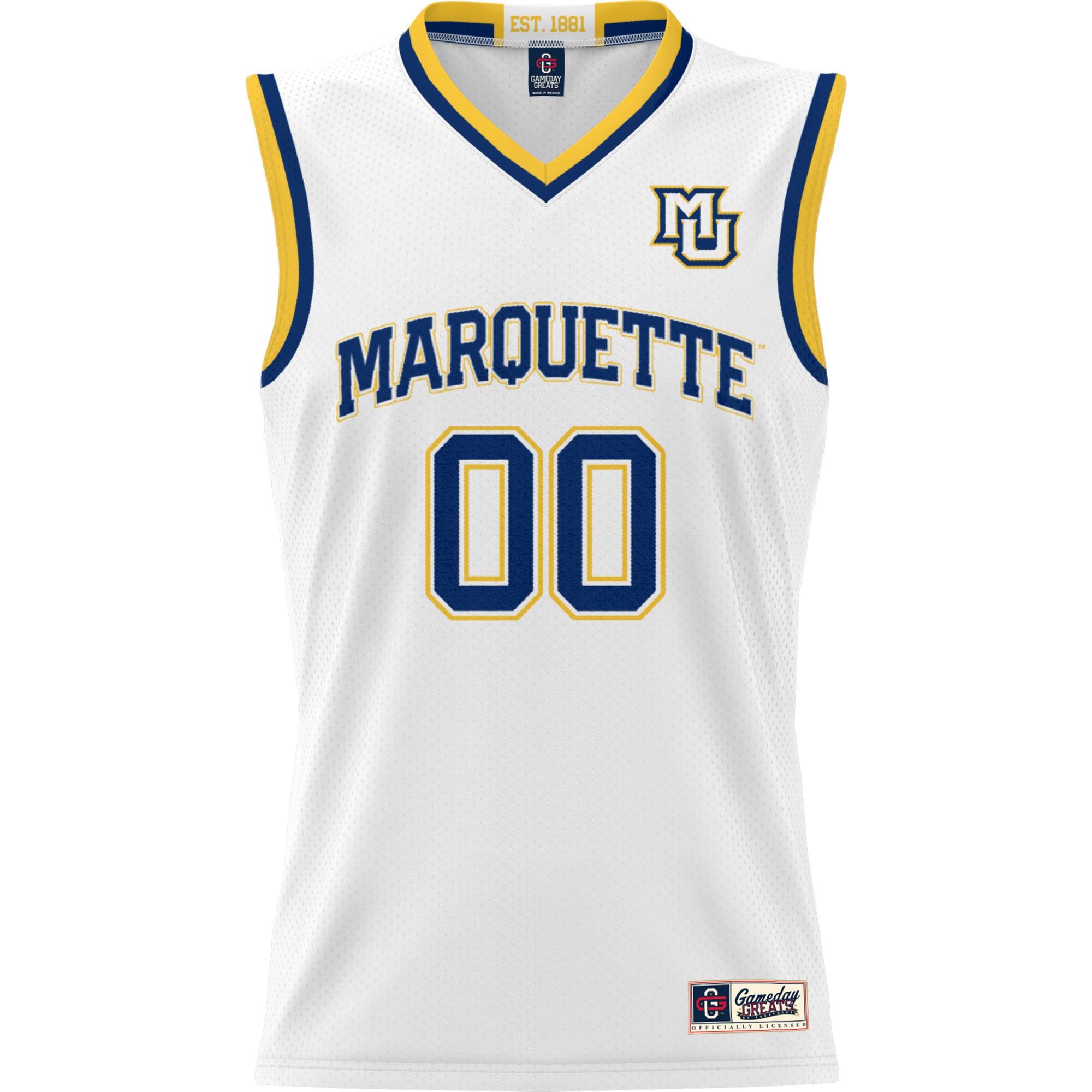Marquette Golden Eagles Unisex Lightweight Women's Basketball Jersey White - front view