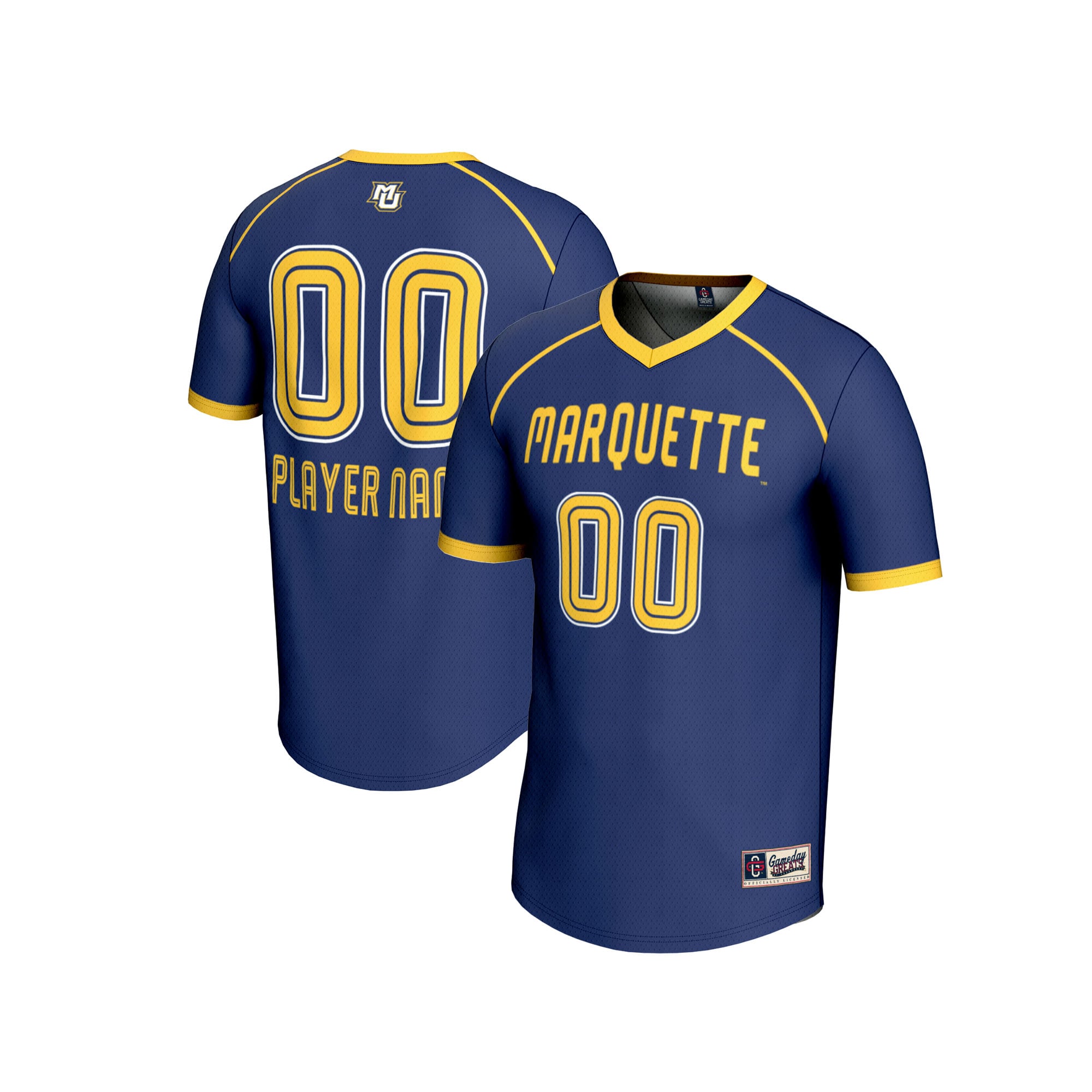 Marquette Golden Eagles Unisex Women's Lacrosse Lightweight Jersey Navy - front and back view