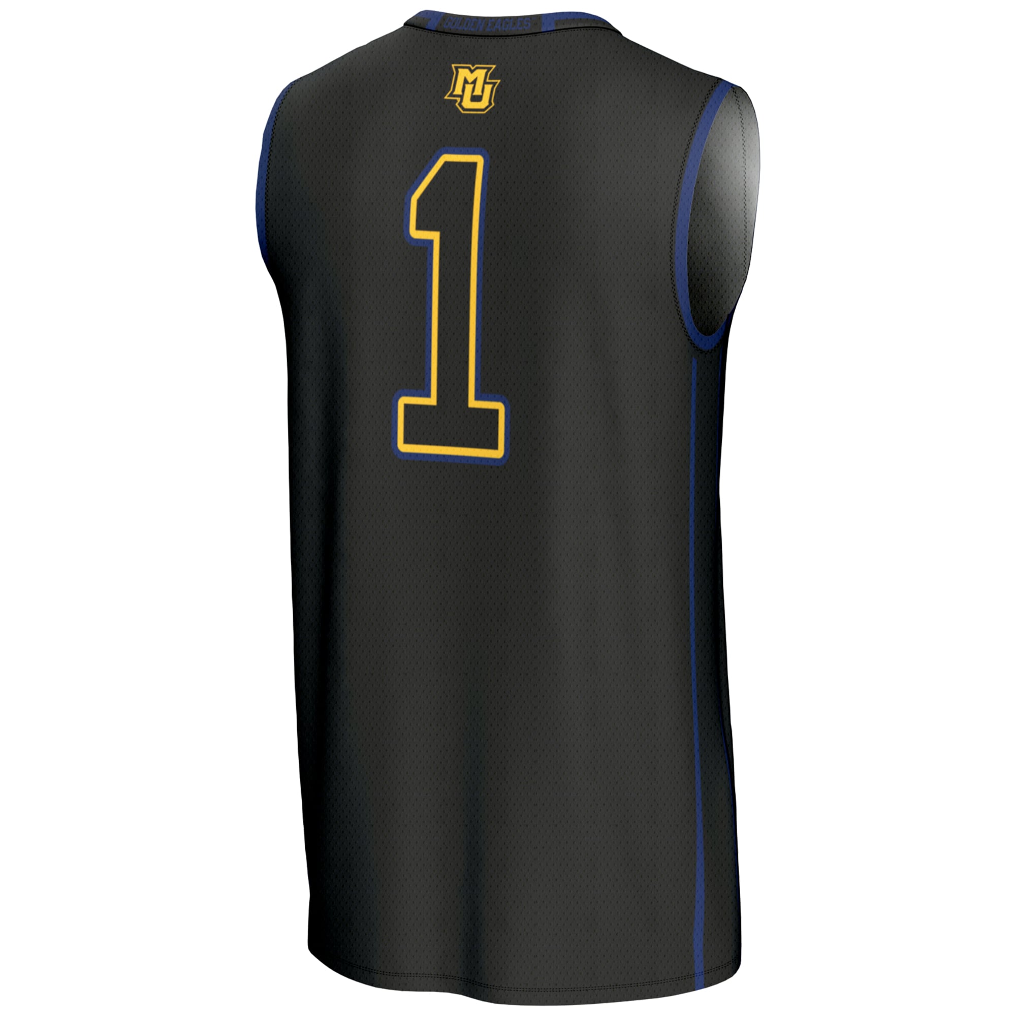 #1 Marquette Golden Eagles Youth Lightweight Basketball Jersey Black - back view