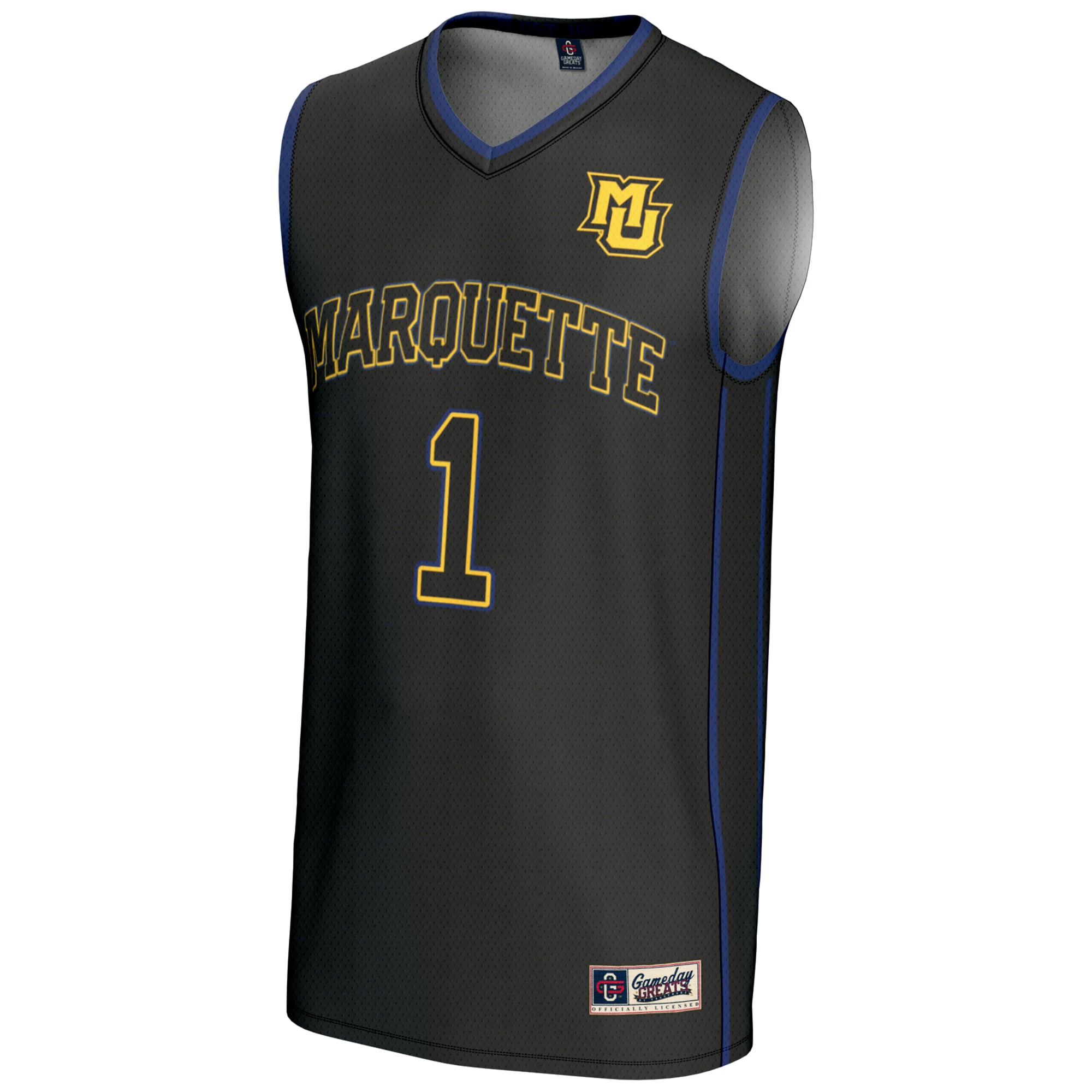 #1 Marquette Golden Eagles Youth Lightweight Basketball Jersey Black - front view