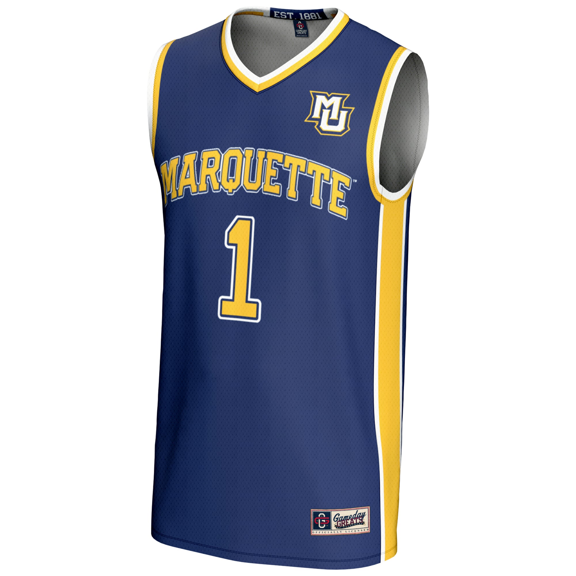 #1 Marquette Golden Eagles Youth Lightweight Basketball Jersey Navy - front view