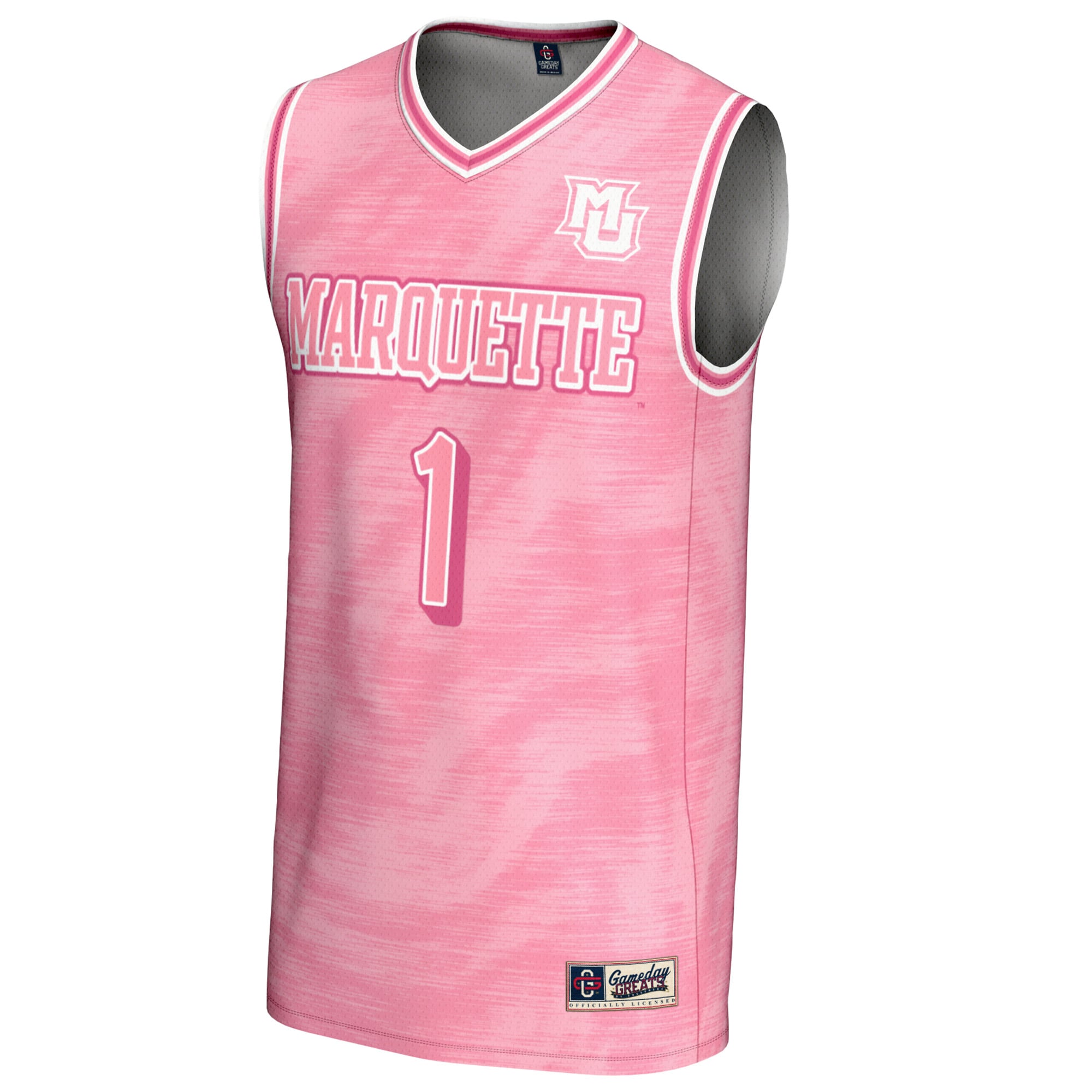 #1 Marquette Golden Eagles Youth Lightweight Basketball Jersey Pink - front view