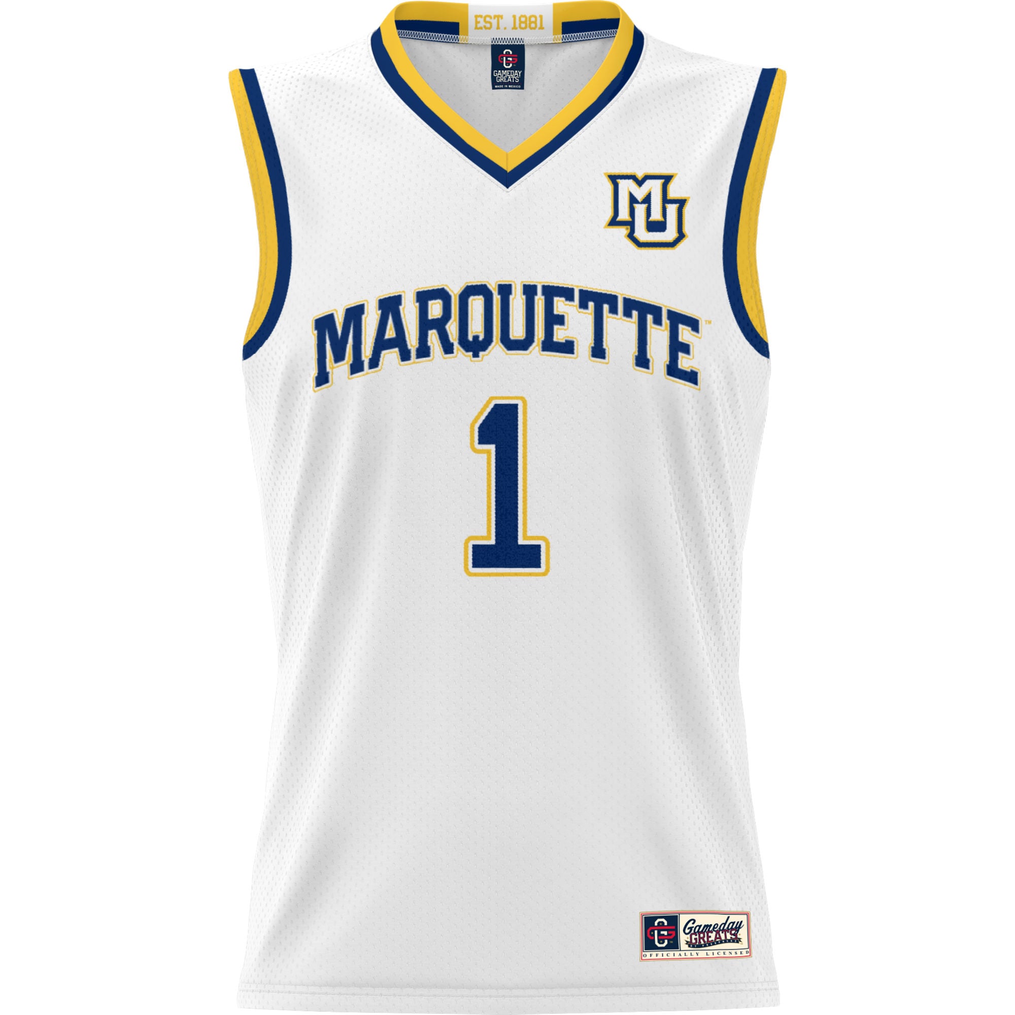 #1 Marquette Golden Eagles Youth Lightweight Basketball Jersey White - front view