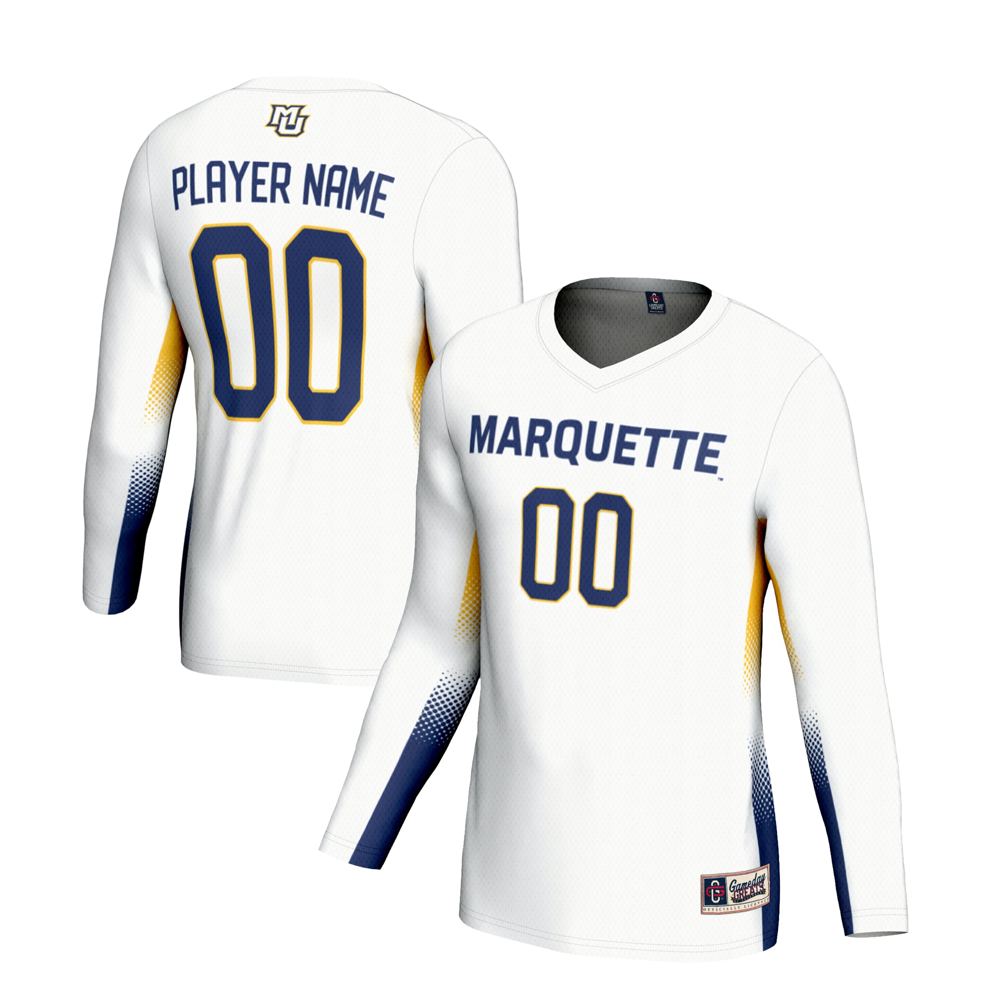 Marquette Golden Eagles Youth Lightweight Volleyball Jersey White - front and back view