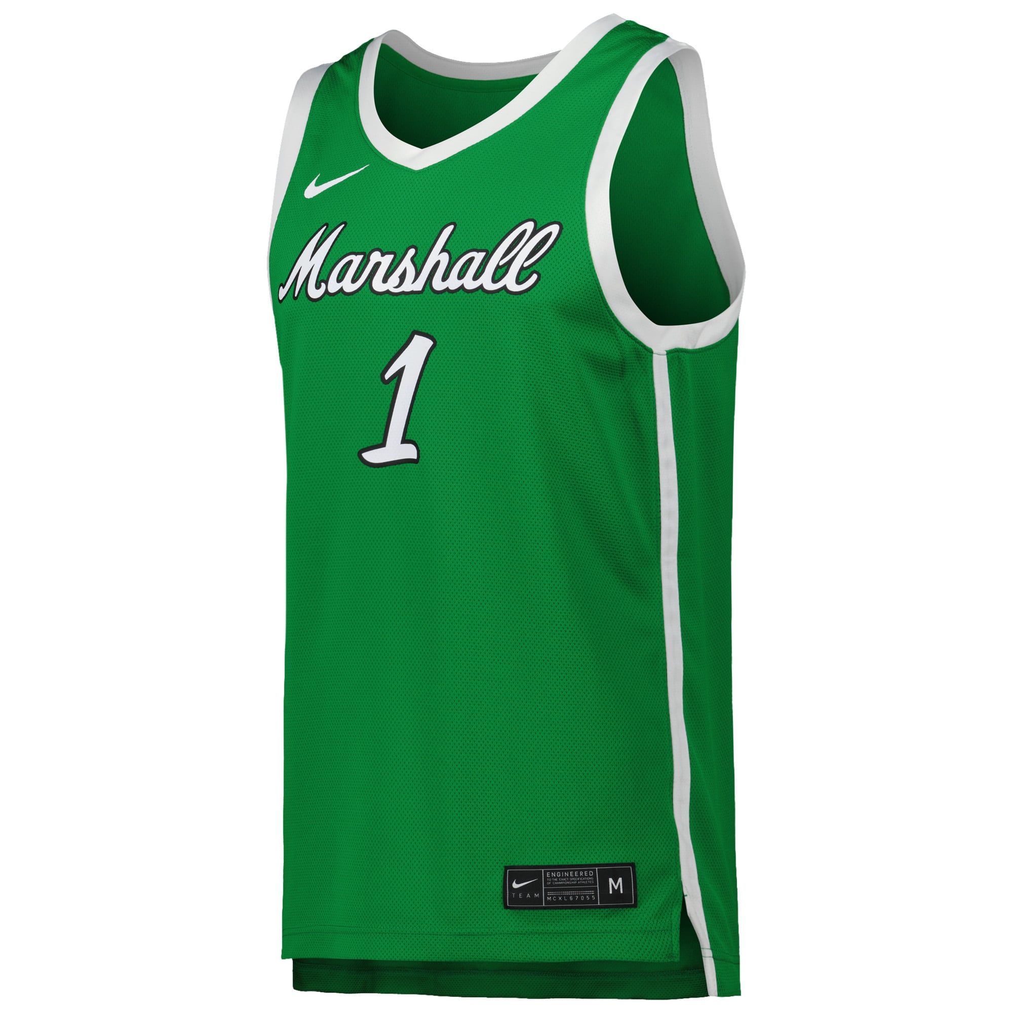 #1 Marshall Thundering Herd Basketball Jersey Kelly Green - front view