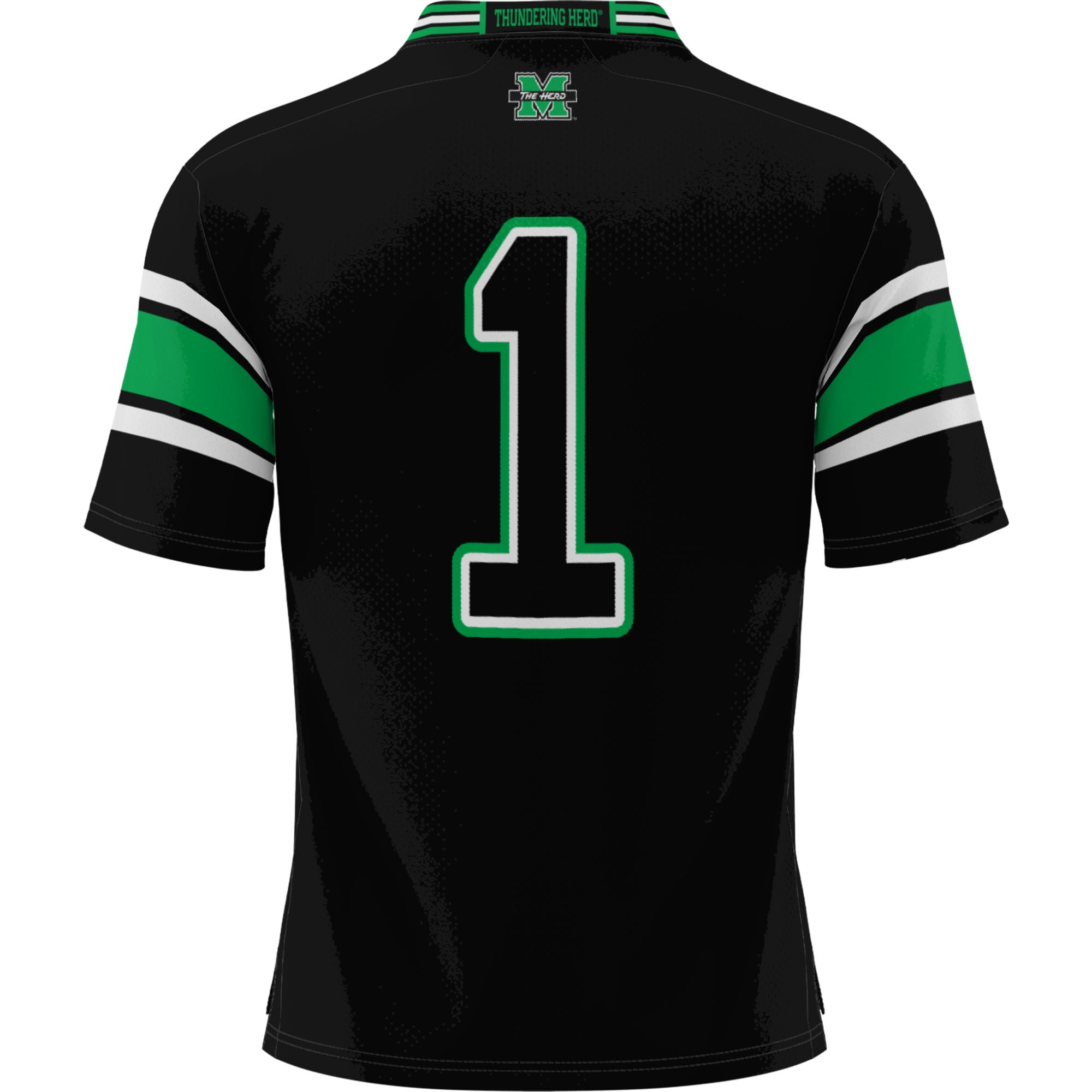 #1 Marshall Thundering Herd Youth Football Jersey Black - back view