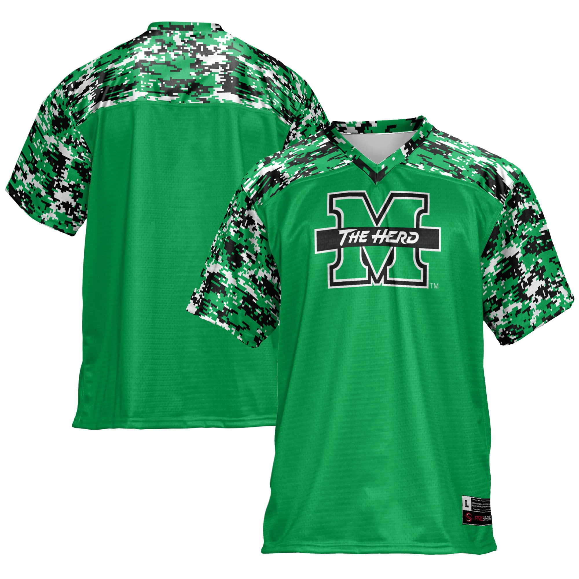 Marshall Thundering Herd Football Jersey Kelly Green - front and back view