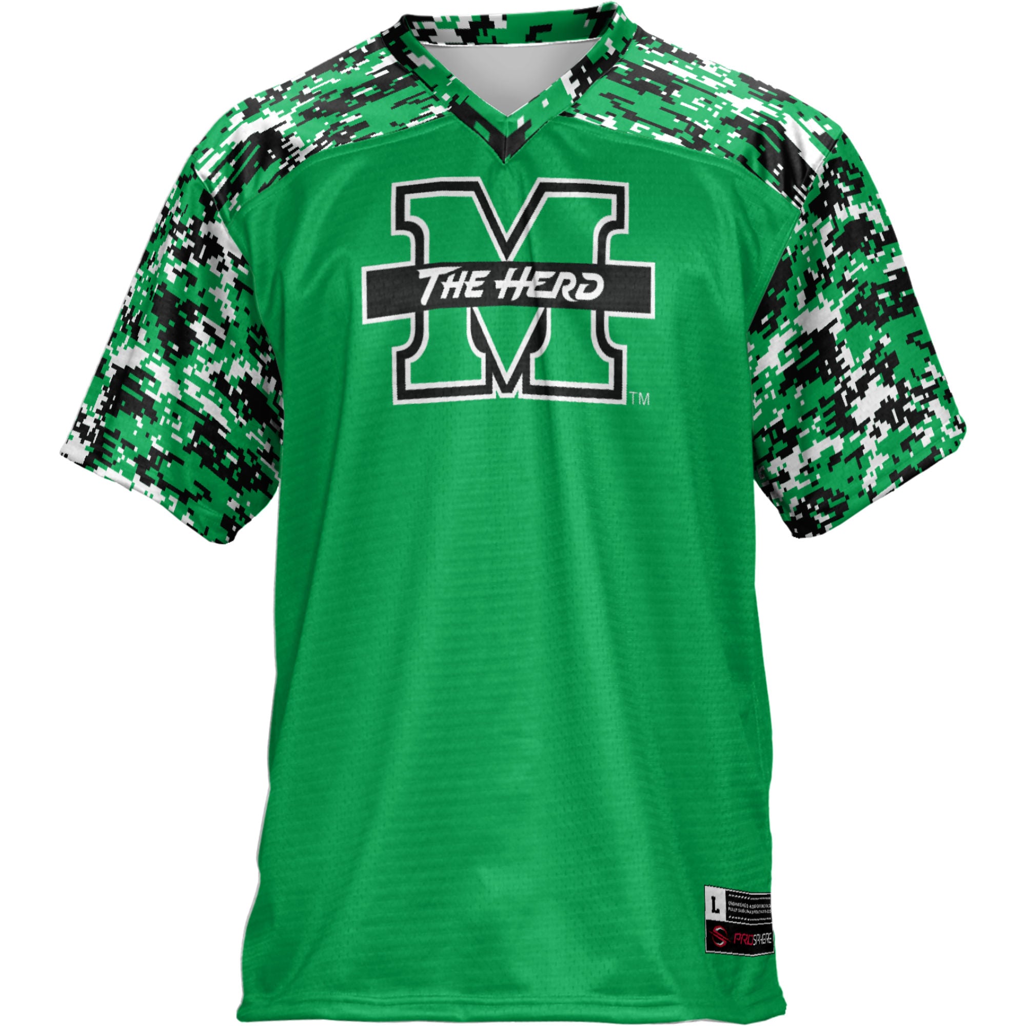 Marshall Thundering Herd Football Jersey Kelly Green - front view