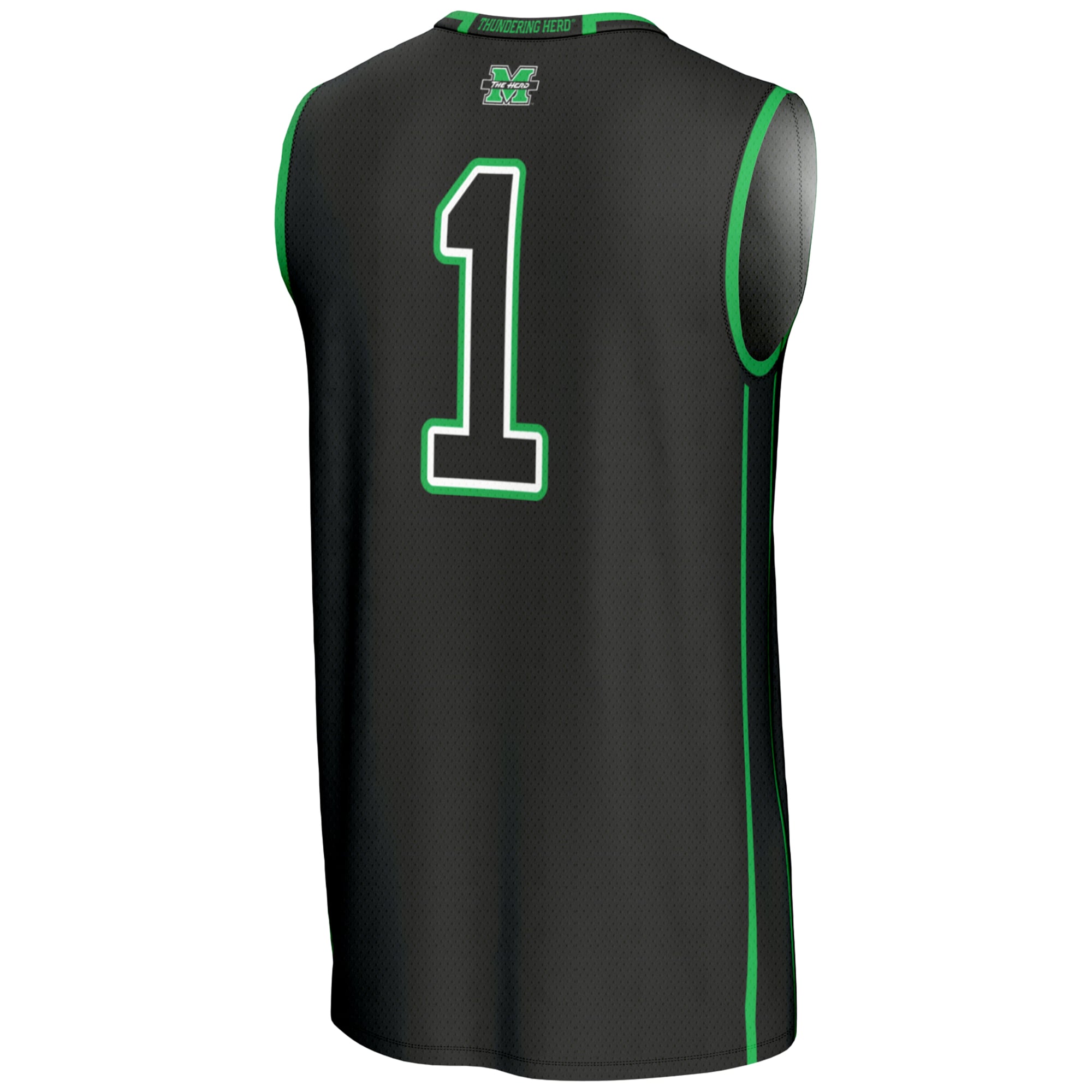 #1 Marshall Thundering Herd Lightweight Basketball Jersey Black - back view