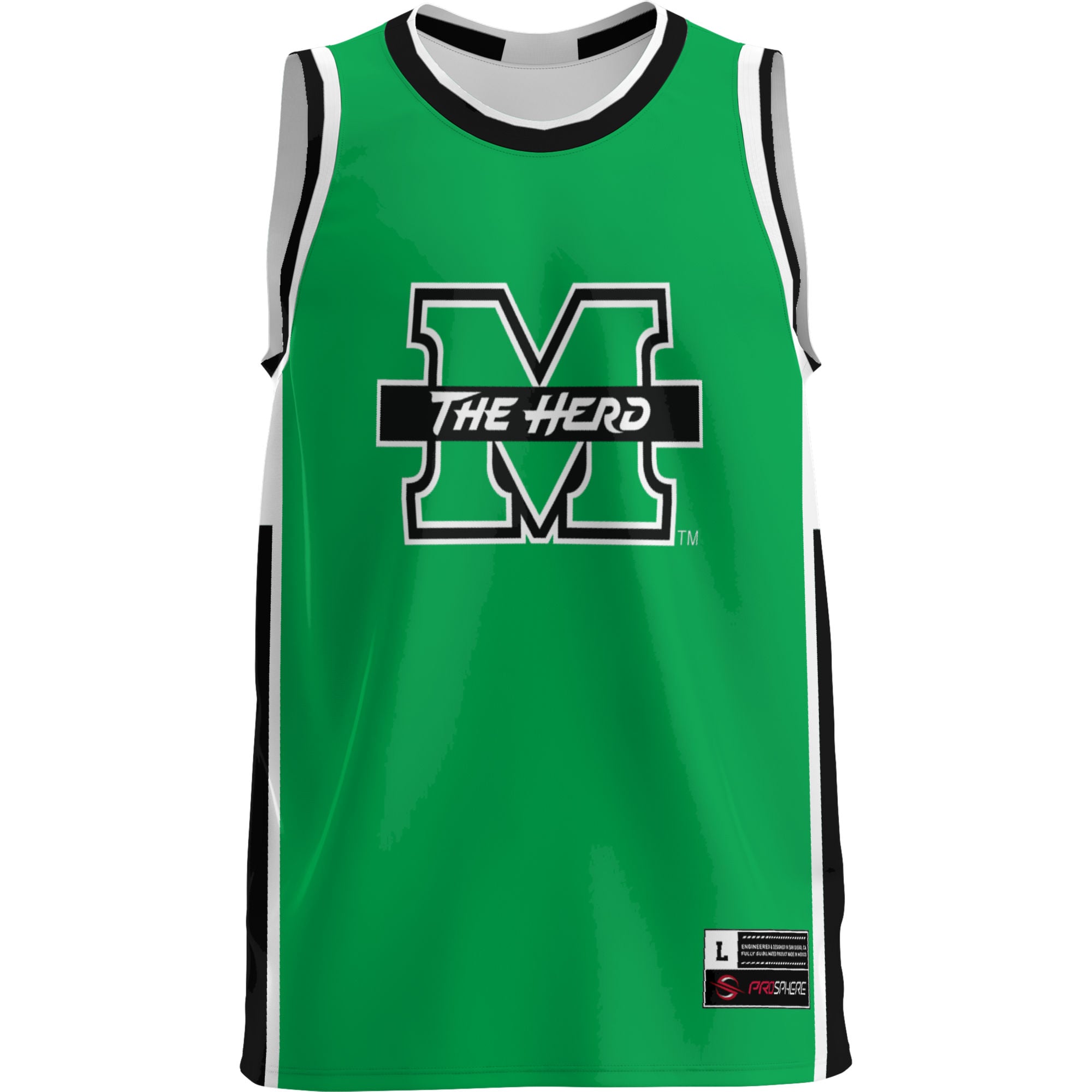 Marshall Thundering Herd Lightweight Basketball Jersey Green - front view