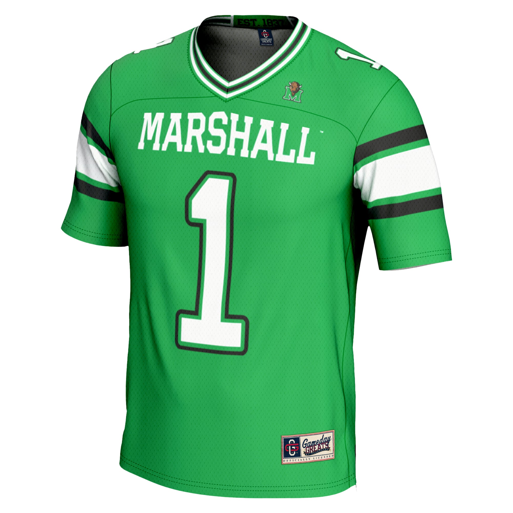 #1 Marshall Thundering Herd Youth Endzone Football Jersey Kelly Green - back view