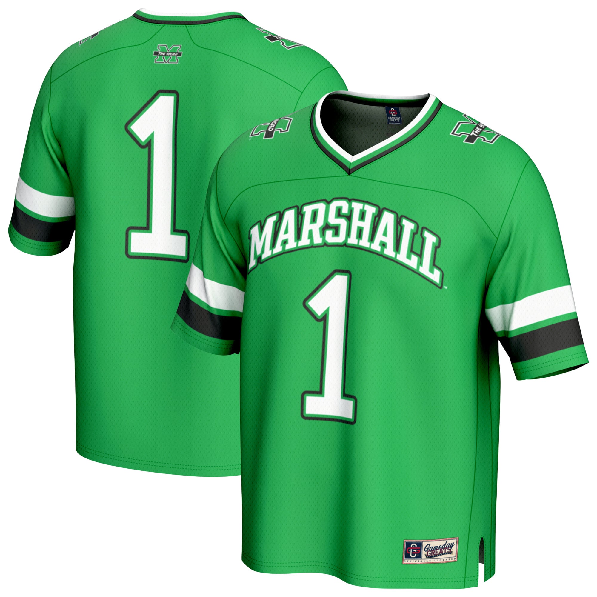 #1 Marshall Thundering Herd Youth Lightweight Collegiate Football Fashion - front and back view