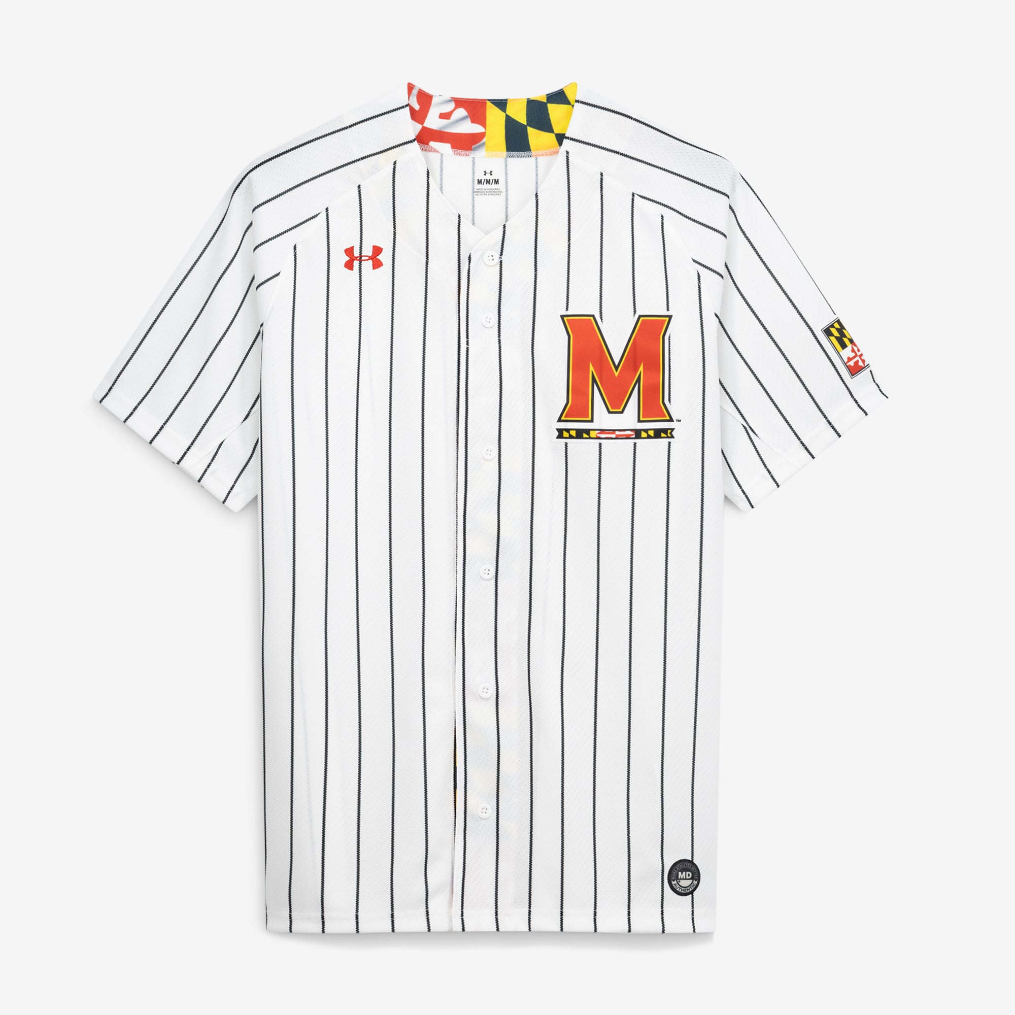 Maryland Terrapins Baseball Jersey White - front and back view