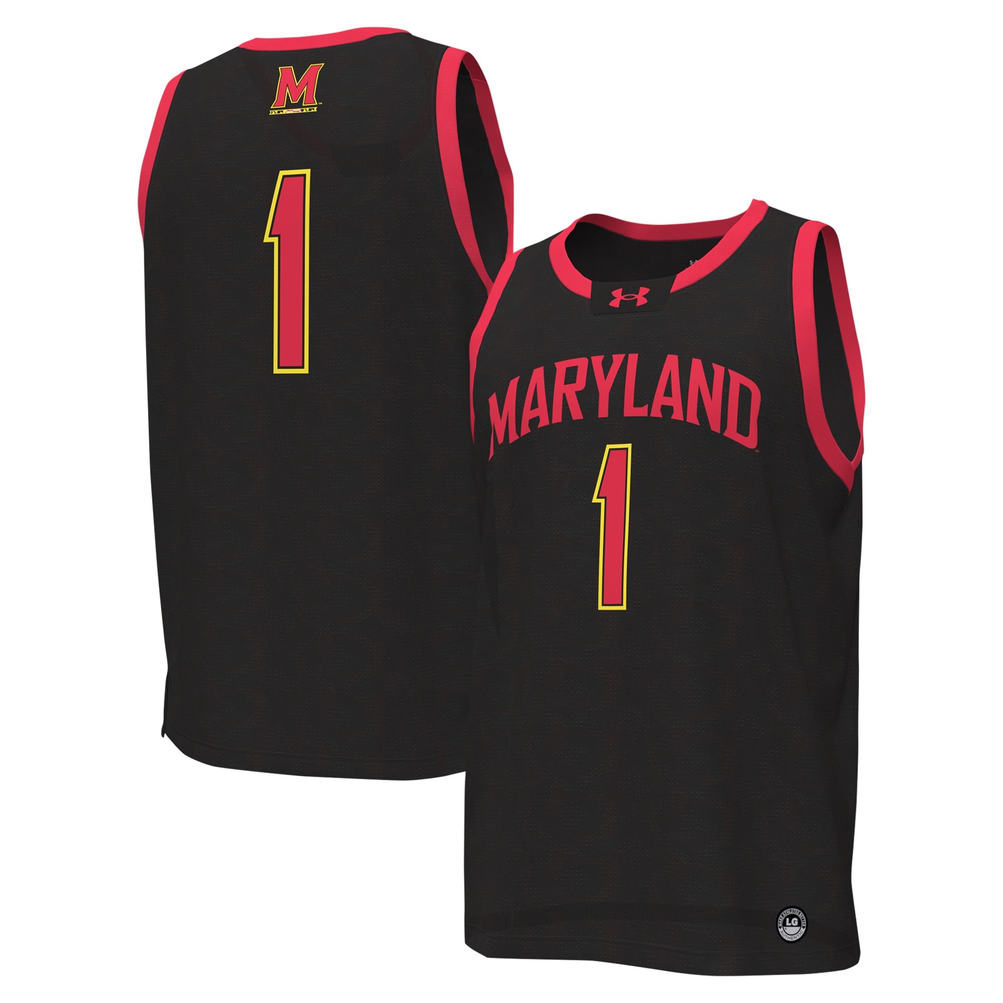 #1 Maryland Terrapins Basketball Jersey Black - front and back view