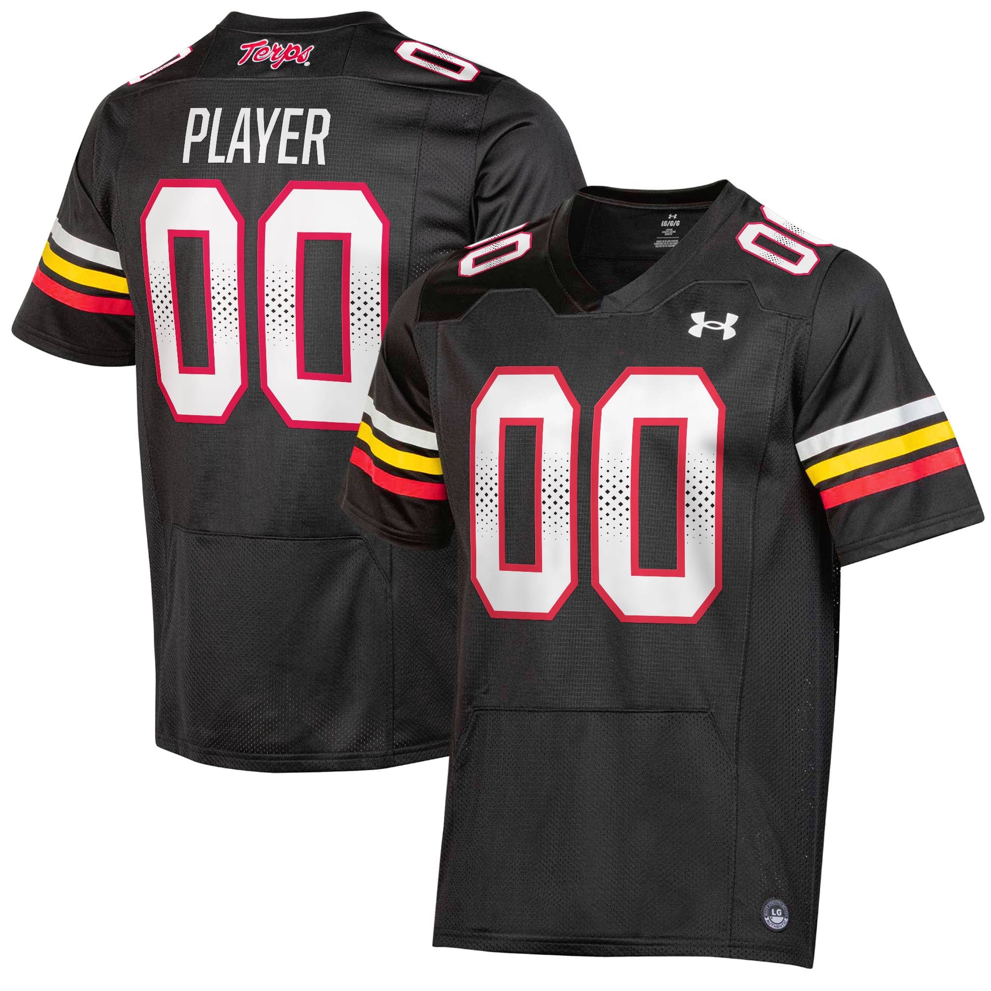Maryland Terrapins Football Jersey Black - front and back view