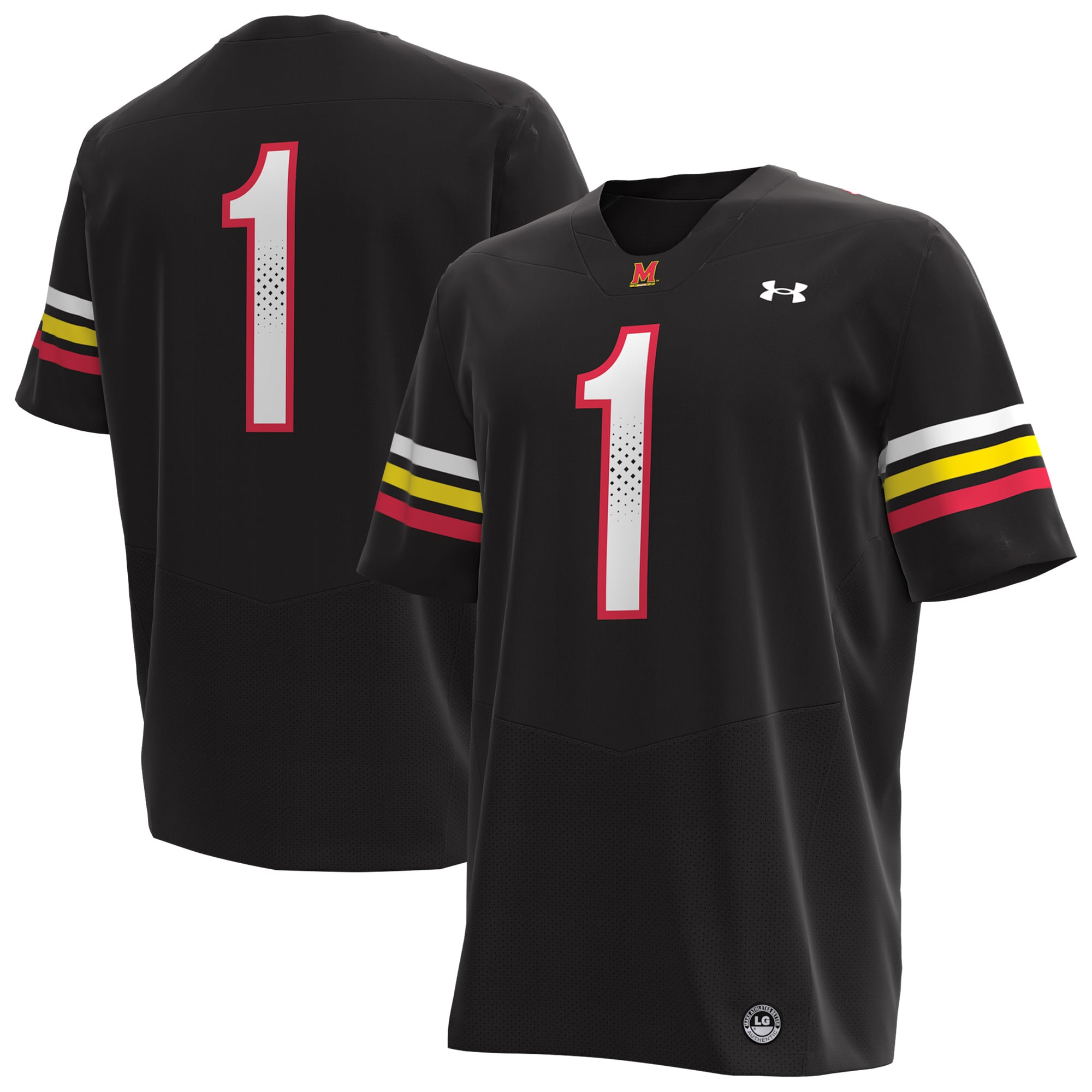 #1 Maryland Terrapins Football Jersey Black - front and back view