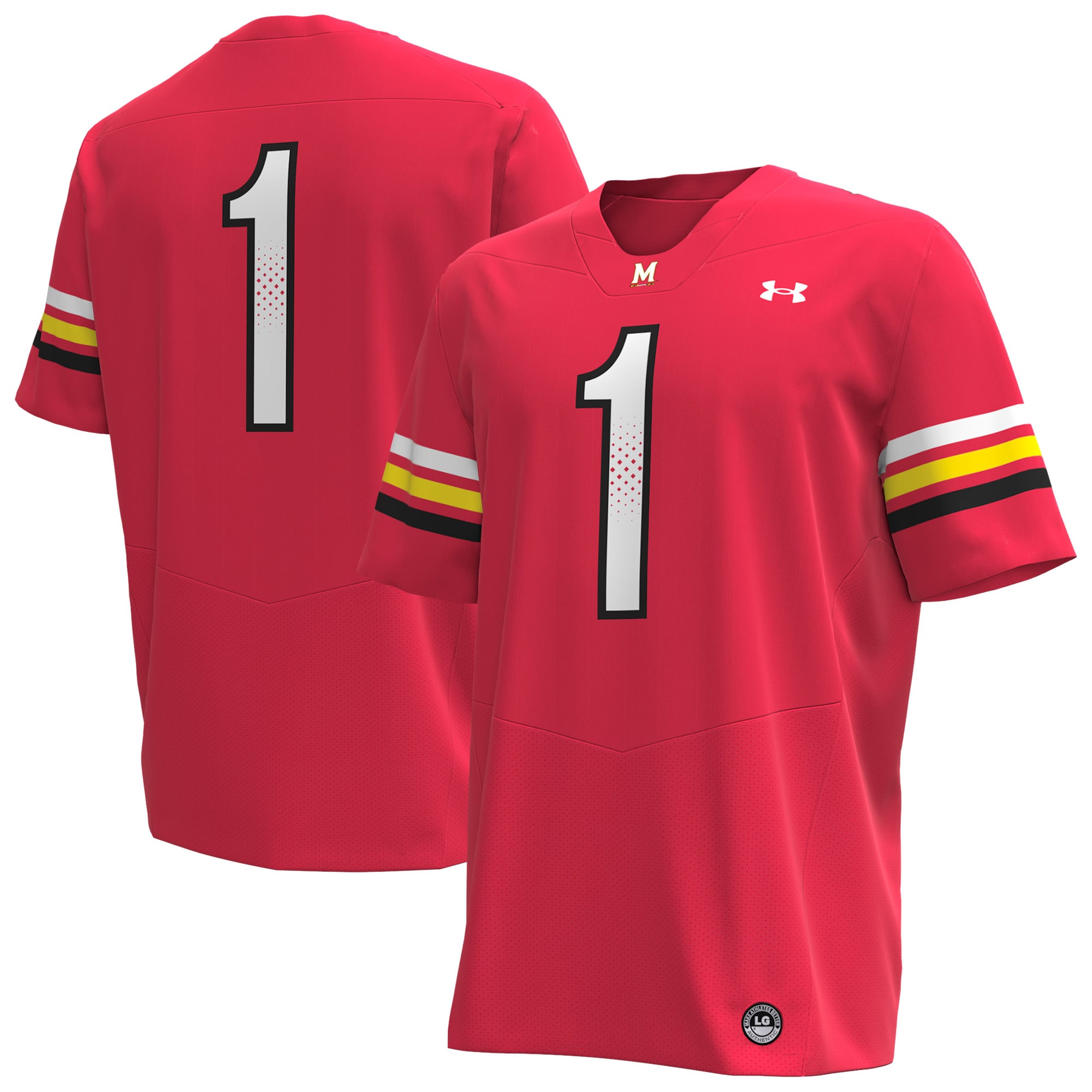 #1 Maryland Terrapins Football Jersey Red - front and back view
