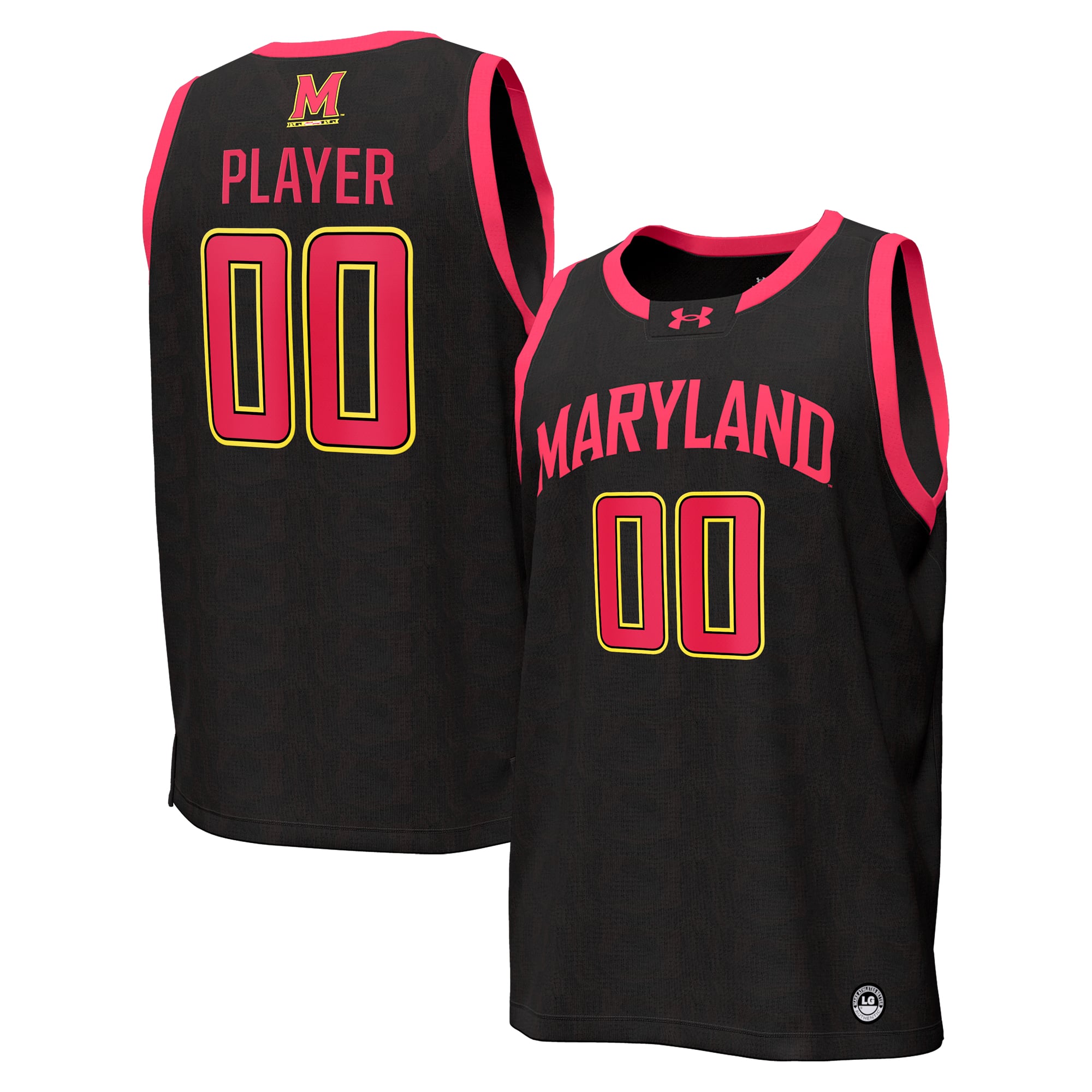 Maryland Terrapins Men's Basketball Jersey Black - front and back view