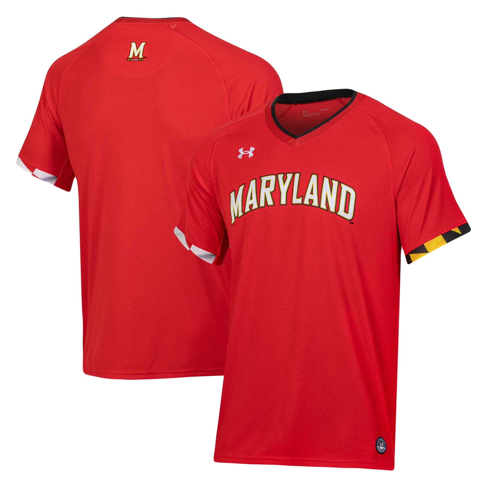 Maryland Terrapins Softball V-Neck Jersey Red - front and back view