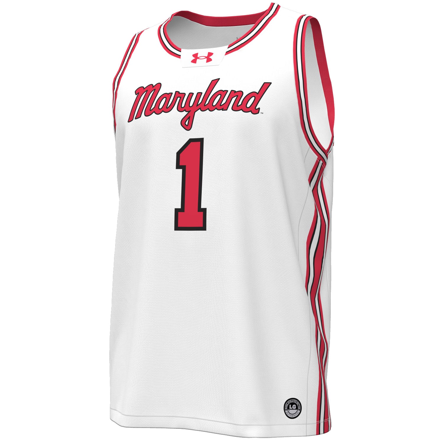 #1 Maryland Terrapins Throwback Basketball Jersey White - front view