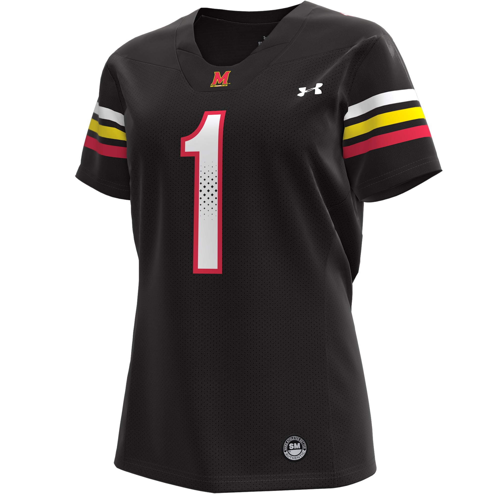 #1 Maryland Terrapins Women's Football Jersey Black - front view