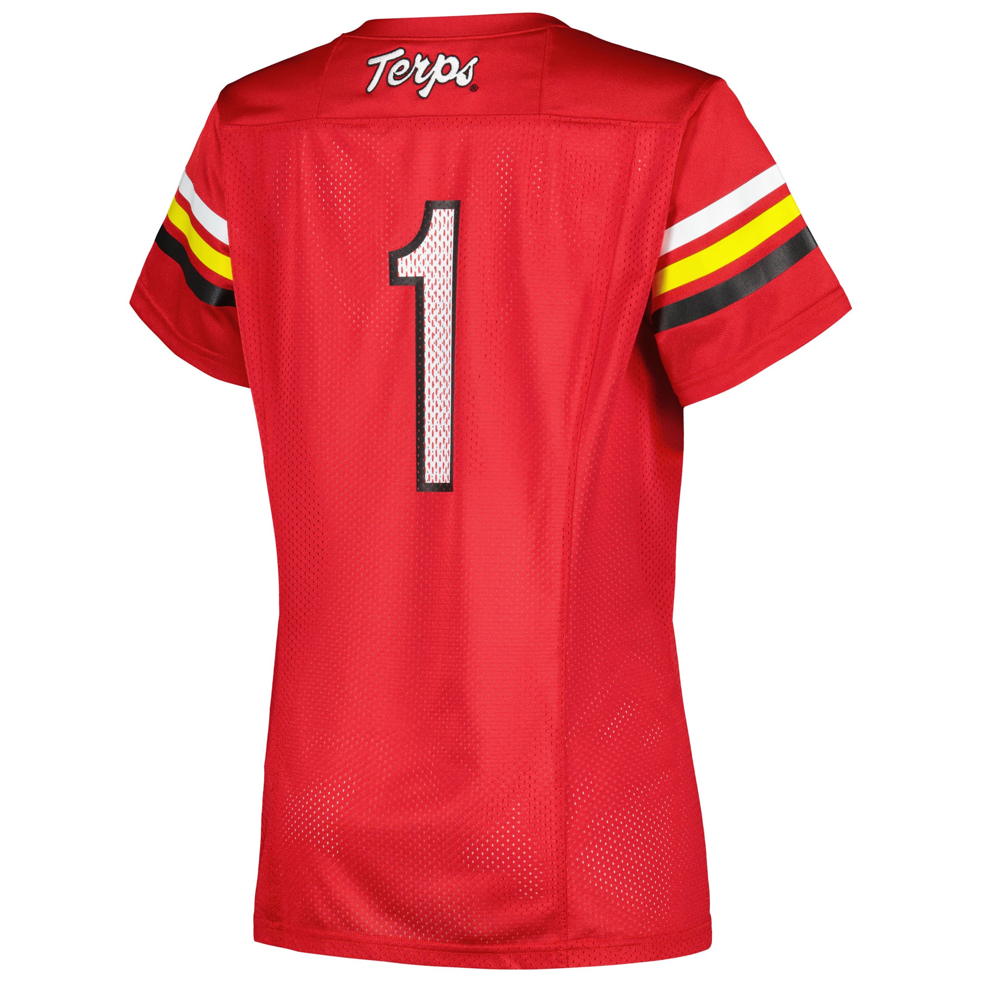 #1 Maryland Terrapins Women's Football Jersey Red - back view