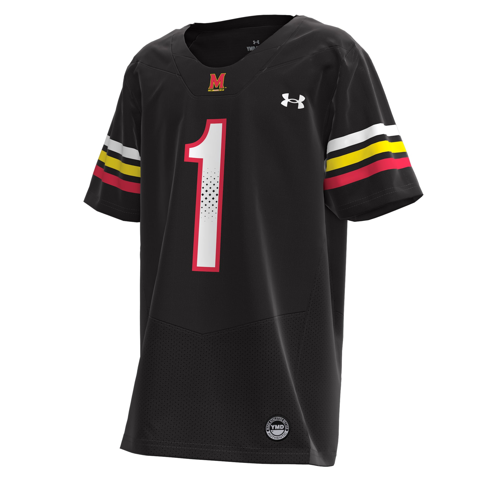 #1 Maryland Terrapins Youth Football Jersey Black - front view