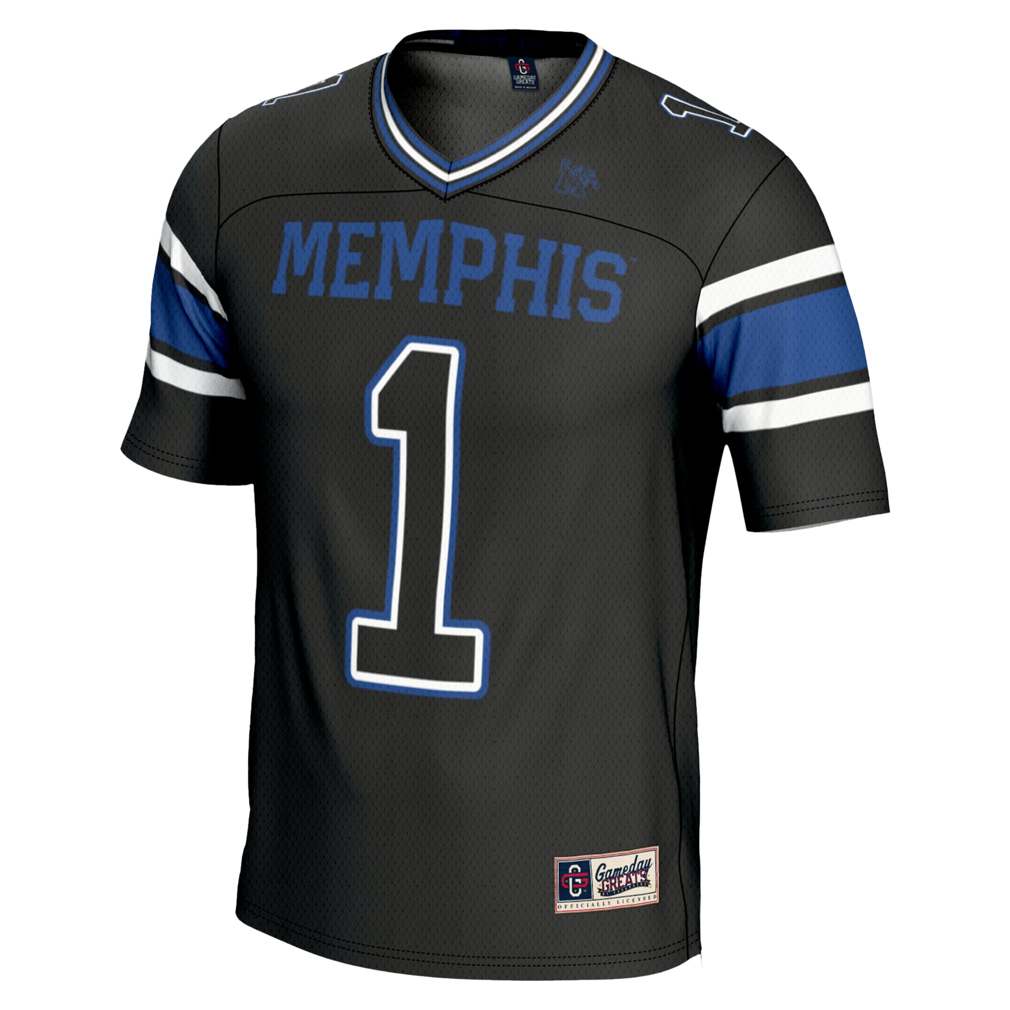 #1 Memphis Tigers Endzone Football Jersey Black - back view