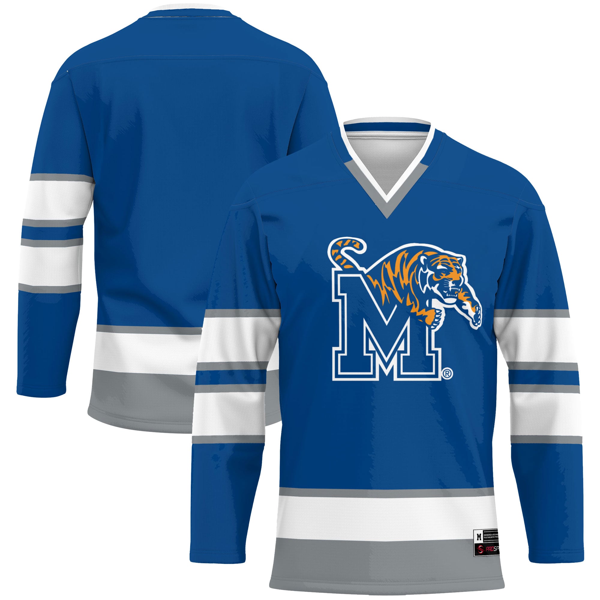Memphis Tigers Hockey Jersey Royal - front and back view