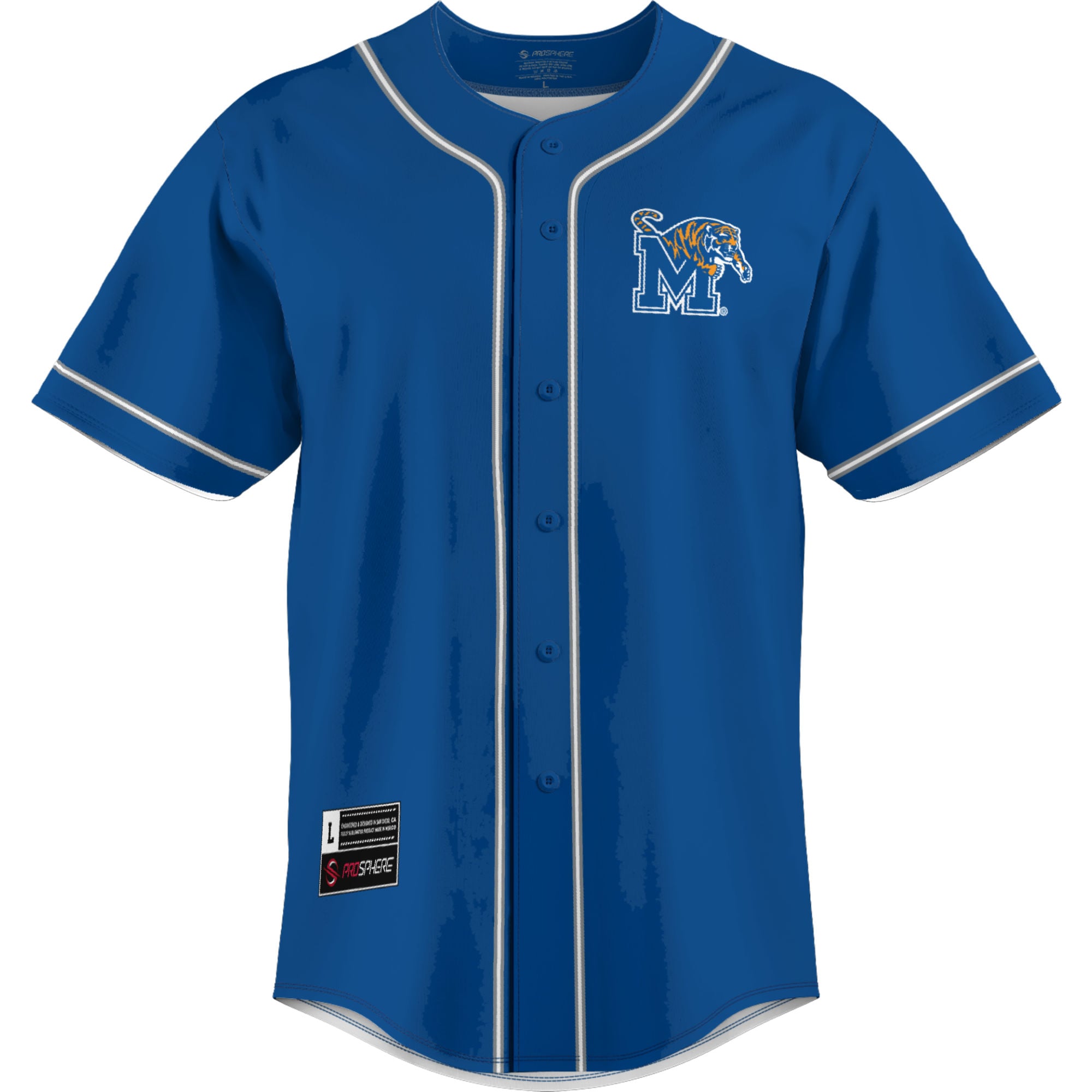 Memphis Tigers Lightweight Baseball Jersey Blue - front view