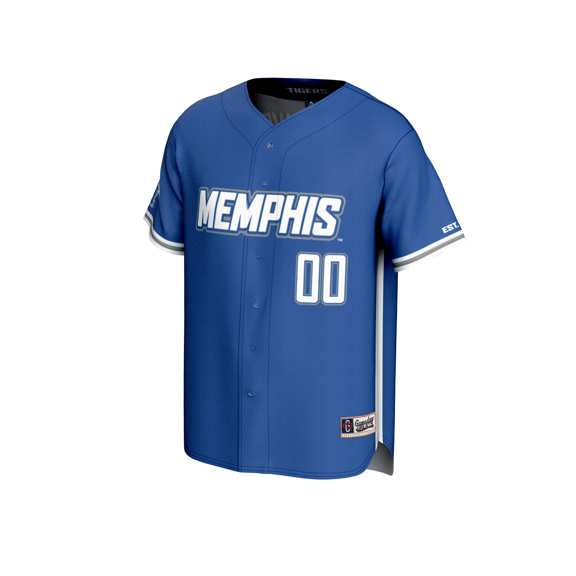Memphis Tigers Unisex Lightweight Collegiate Baseball Fashion Jersey Royal - front view