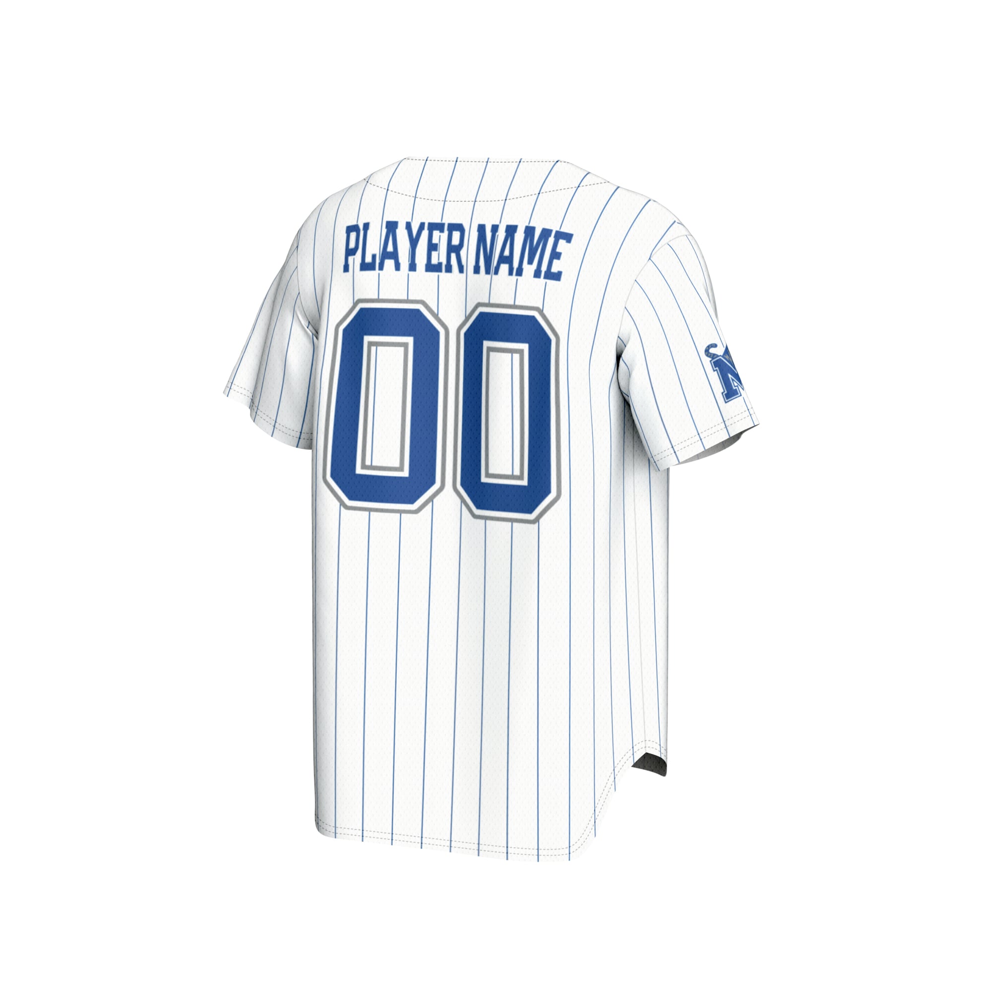 Memphis Tigers Unisex Lightweight Collegiate Baseball Pinstripe Fashion Jersey White - back view