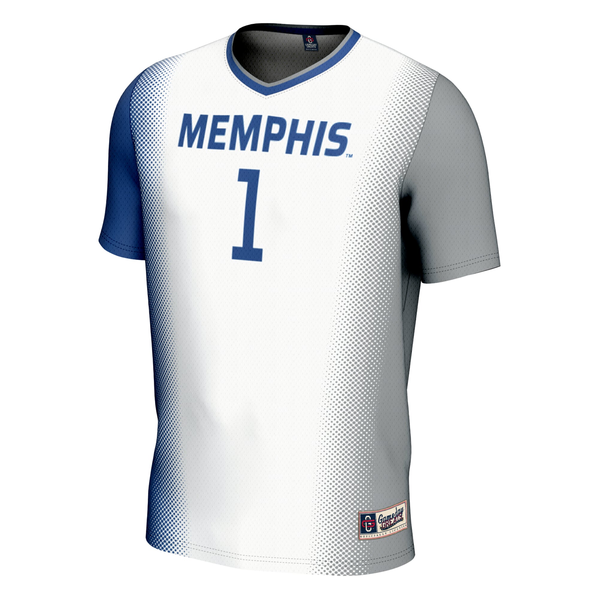 #1 Memphis Tigers Unisex Lightweight Women's Soccer Jersey White - front view