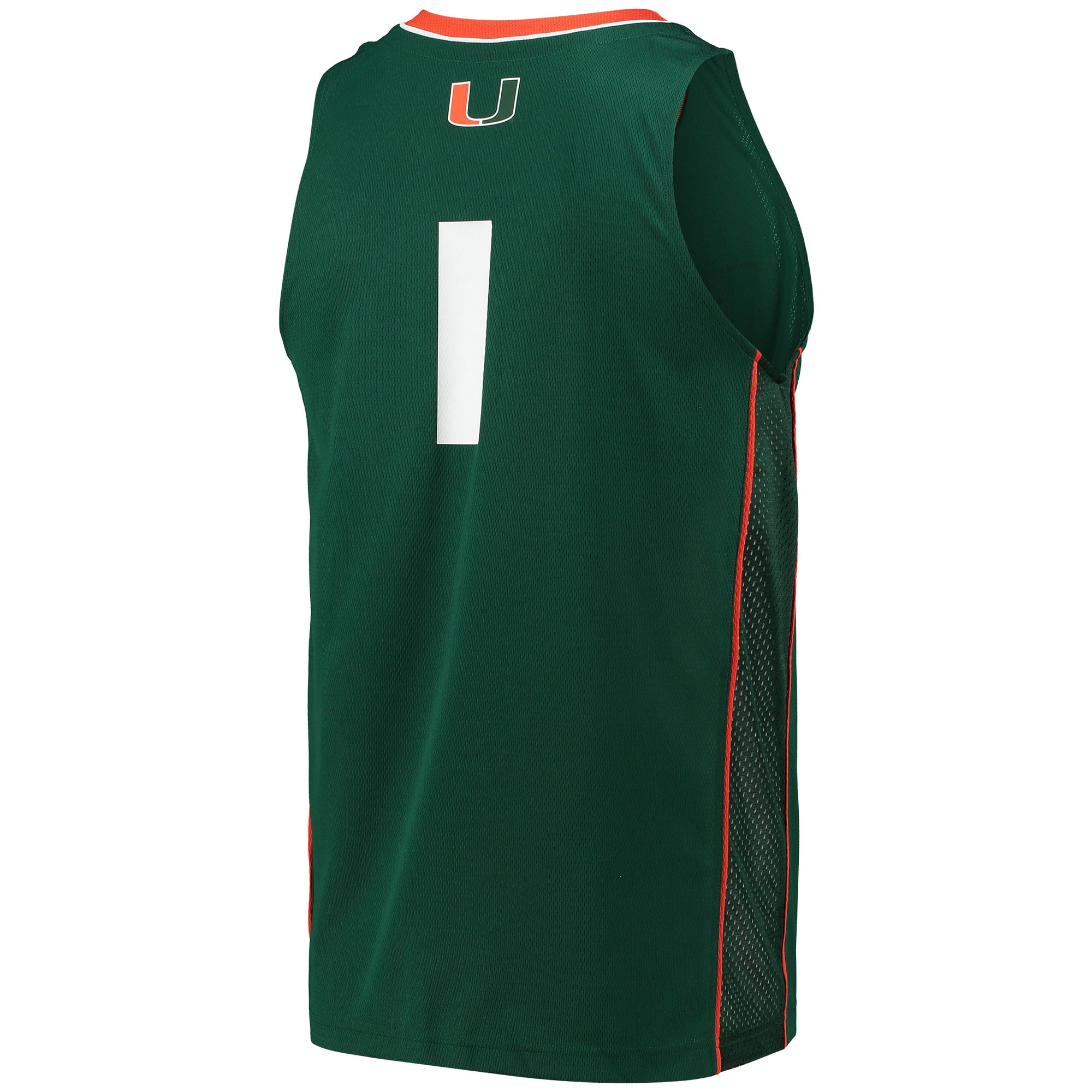 #1 Miami Hurricanes Basketball Jersey Green - back view