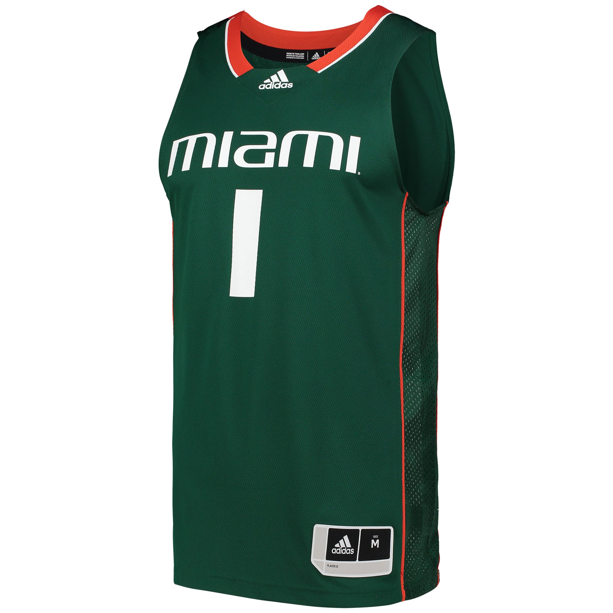 #1 Miami Hurricanes Basketball Jersey Green - front view