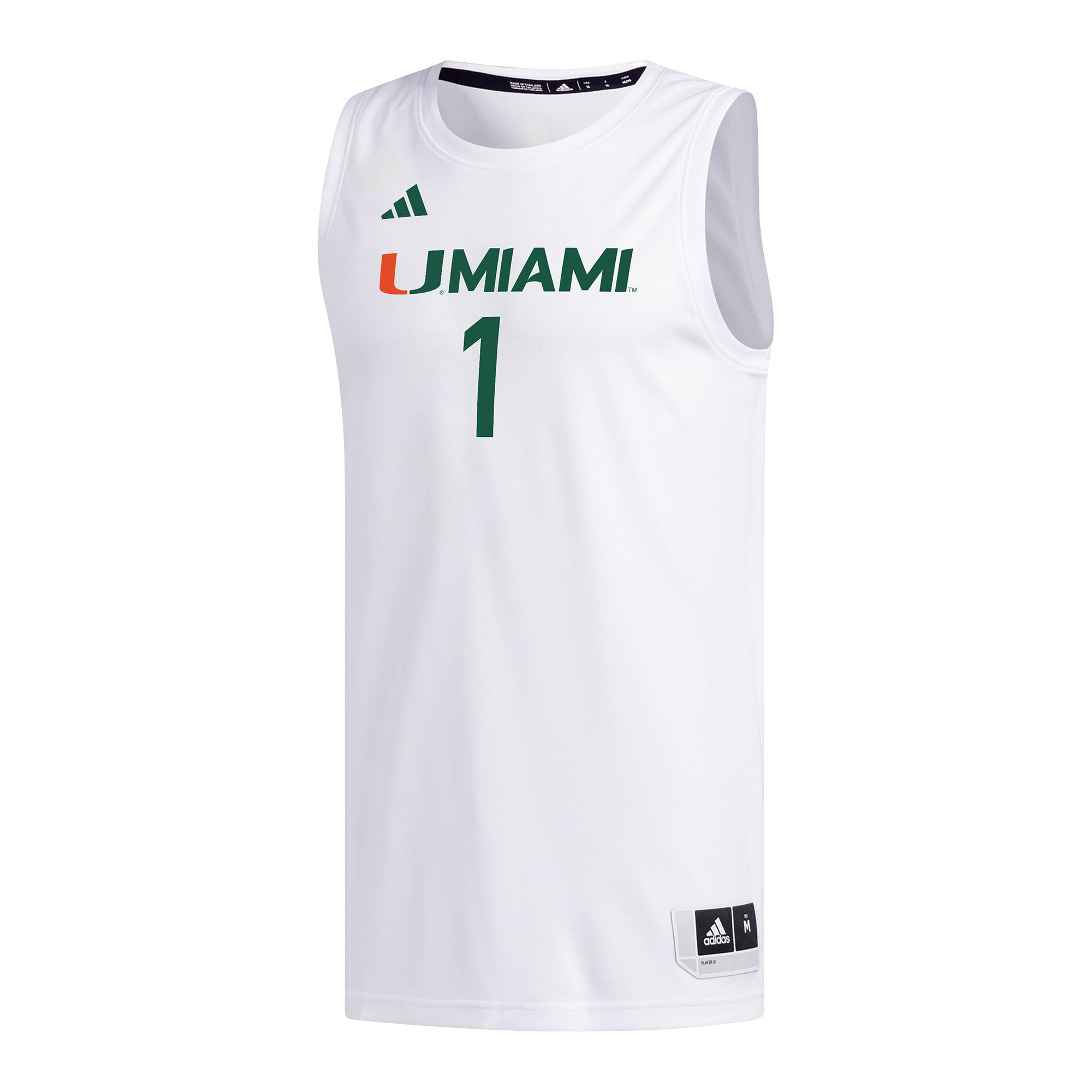 #1 Miami Hurricanes Basketball Jersey White - front view