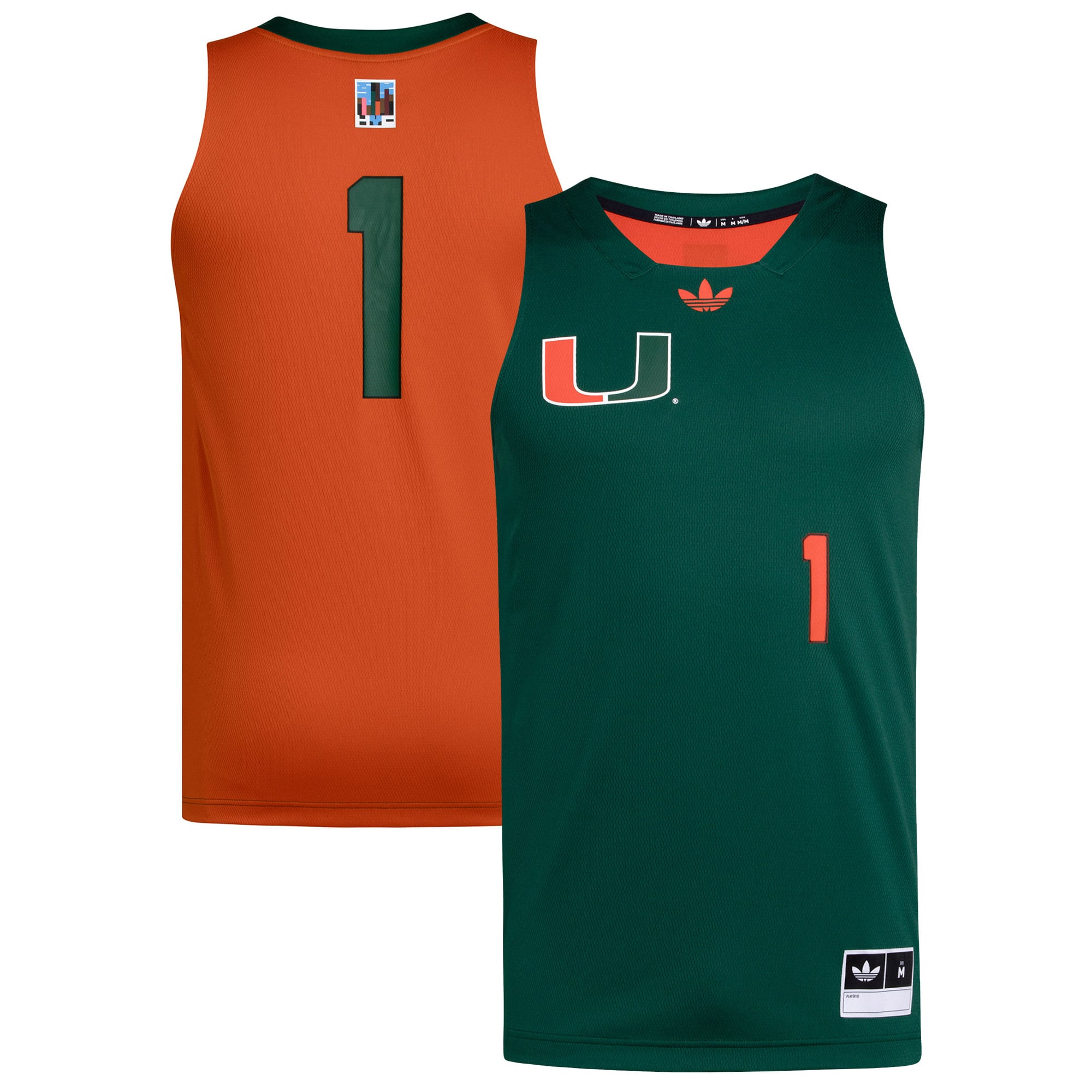 #1 Miami Hurricanes Black History Month Basketball Jersey Green/Orange - front and back view
